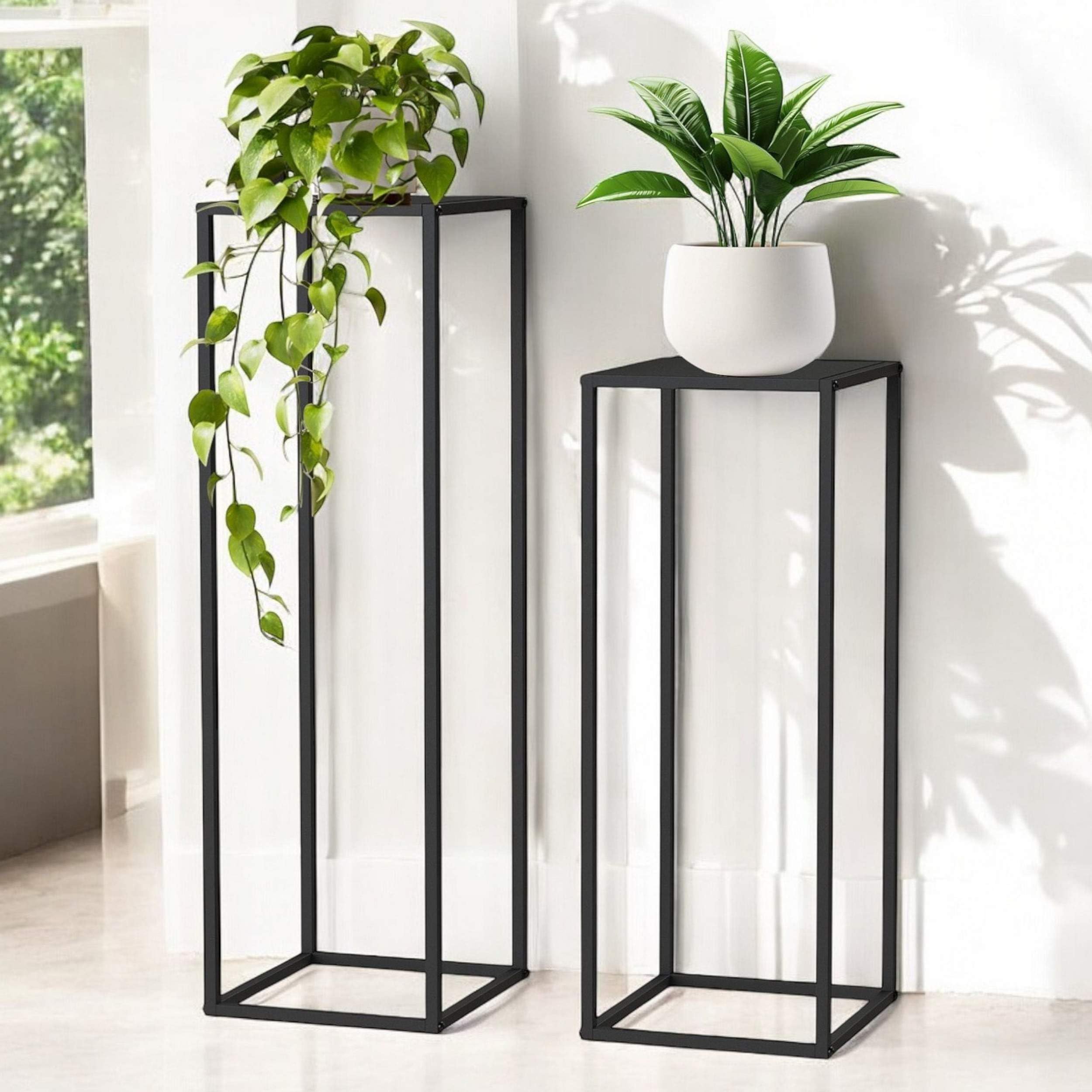 Dandibo – Support de plantes métal noir carré 100 cm 96589 – Pour décoration intérieure – Largeur 30 cm – Poids 2,6 kg – Design moderne