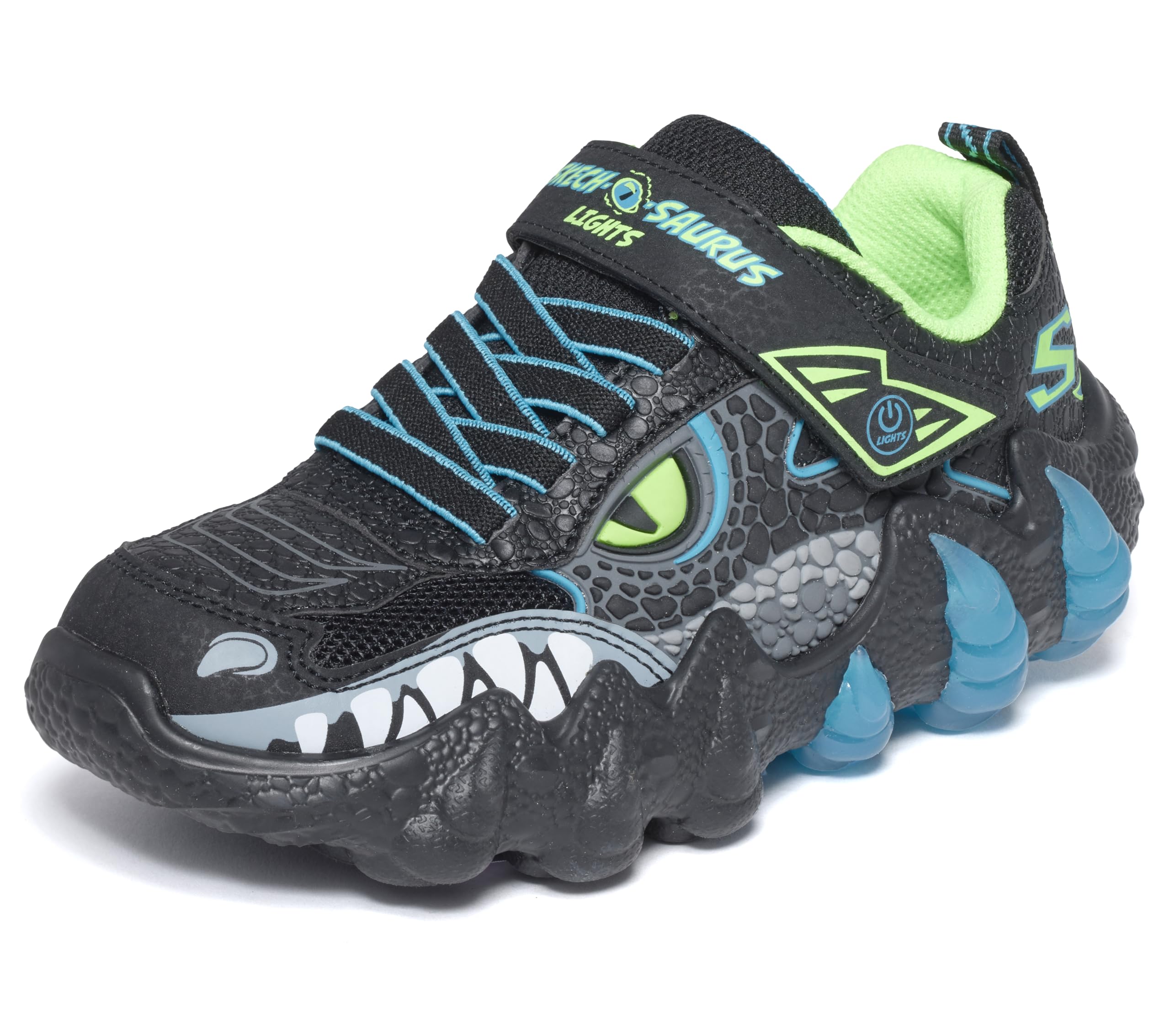 Skechers Boy's Skech-O-Saurus Lights 2.0 Sneakers, Black Synthetic/Textile/Blue & Lime Trim, 11.5 UK Child