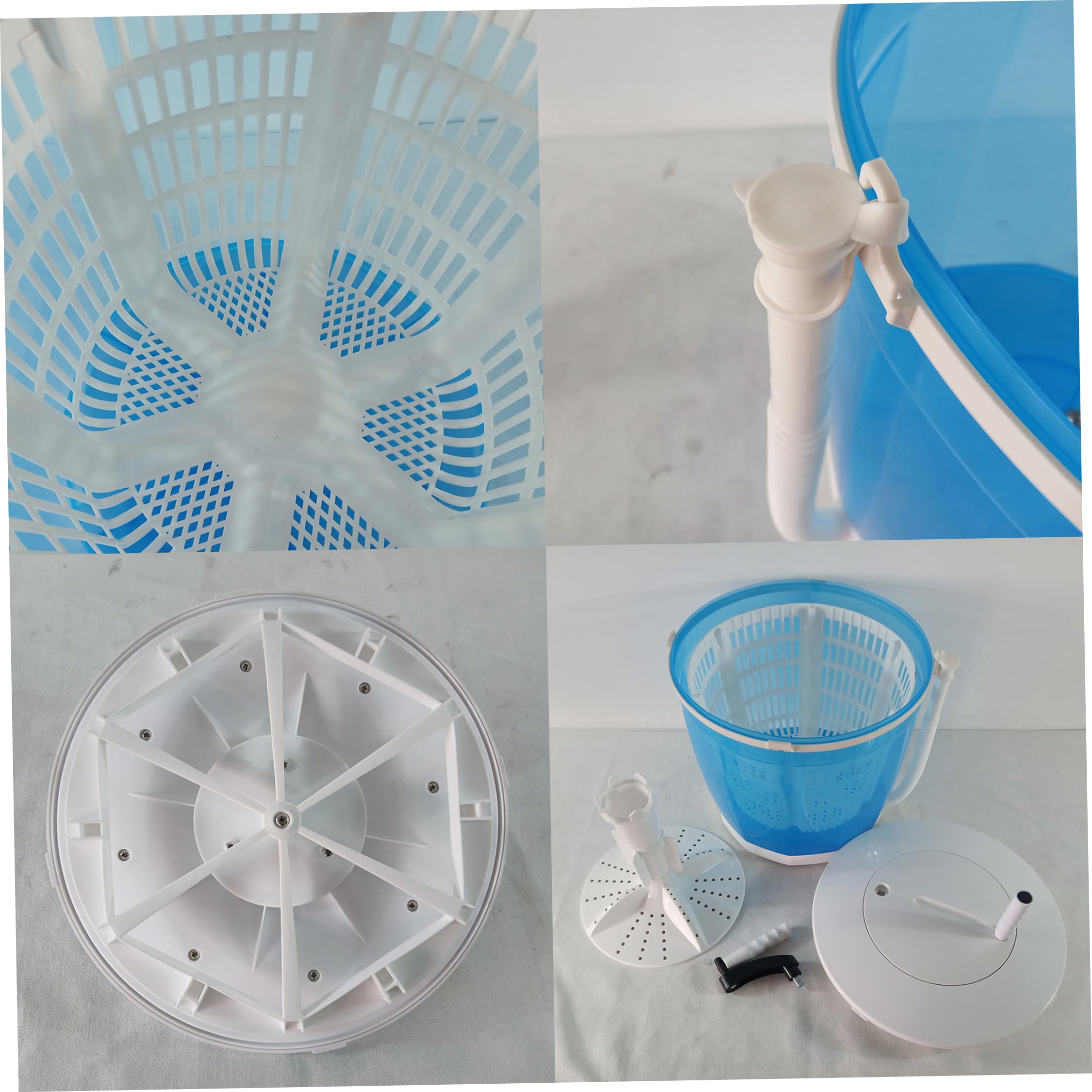 Lavadora, lavadora y secadora de manivela en una, cesta de lavandería portátil sin electricidad para dormitorio de camping Rv (azul)