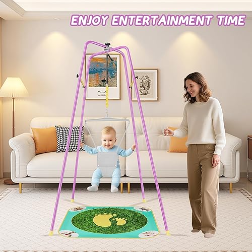 Miniatura 6 de EL&ITWings Saltador de bebé con soporte, altura ajustable para bebés y gorilas, ejercitador para bebés de 6 a 24 meses, buena opción de regalo para