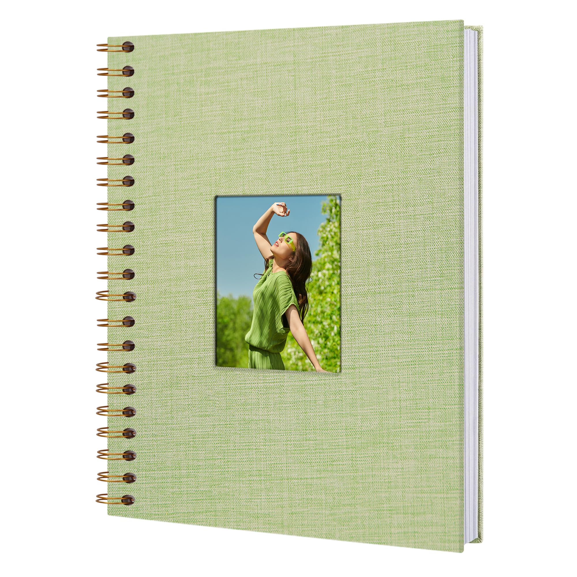Fotobuch Scrapbook mit Leineneinband, 20 x 28 cm Hardcover mit weißem Kraftpapier-Seiten, für Hochzeit Reisen Gästebuch Weihnachten Baby Shower Familie Erinnerungen (40 Blätter/80 Seiten)