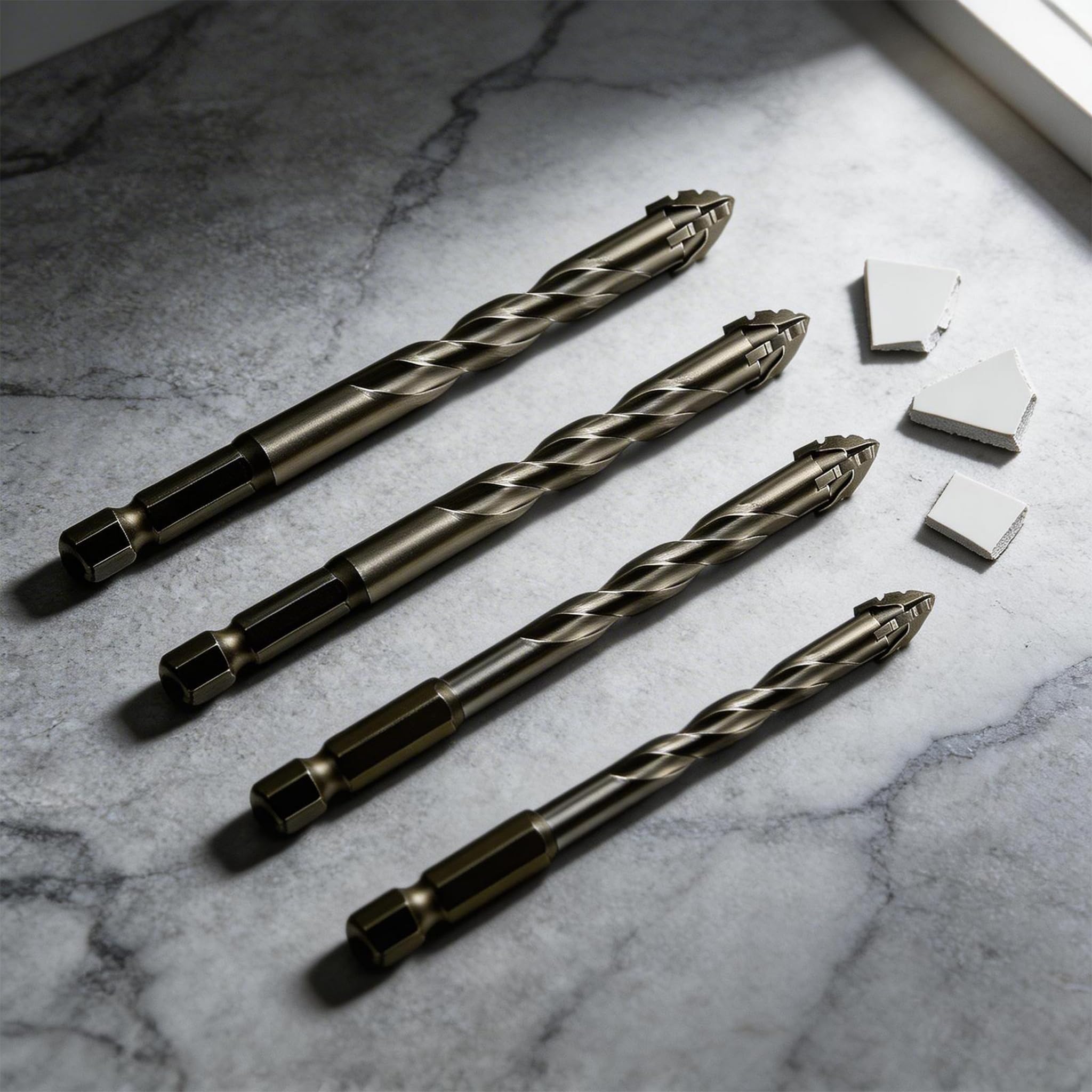Set 4 Pezzi Punta Powerbit per Piastrelle Ceramica Vetro Porcellana (6-12 mm)
