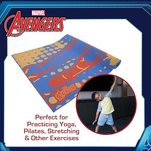 Miniatura 5 de Marvel Captain Marvel - Tapete de yoga antideslizante para niños y niñas, para todo uso, PVC, accesorios de fitness y entrenamiento, azul marino,
