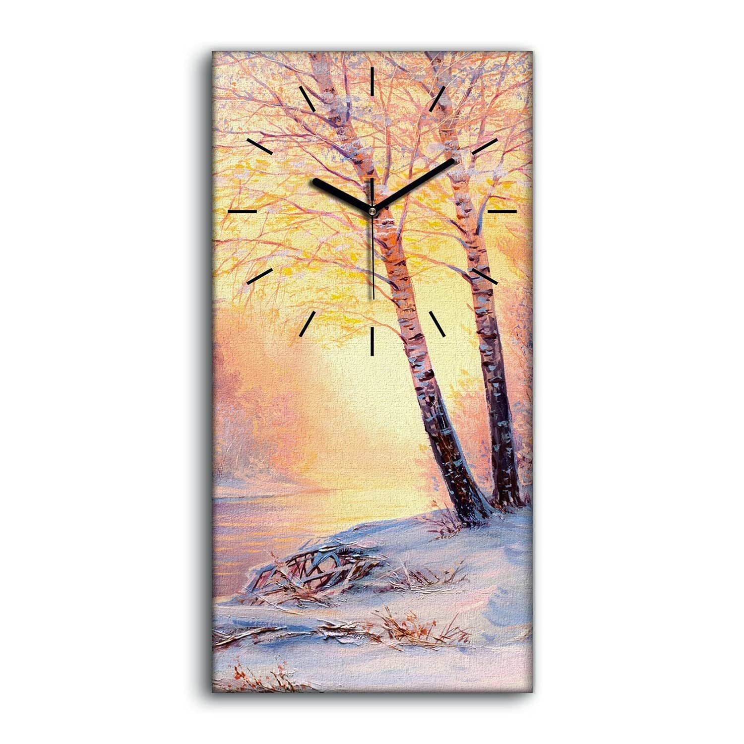 Horloge sur Toile Silencieuse sans Tic-Tac Décoration Murale pour Chambre Forêt