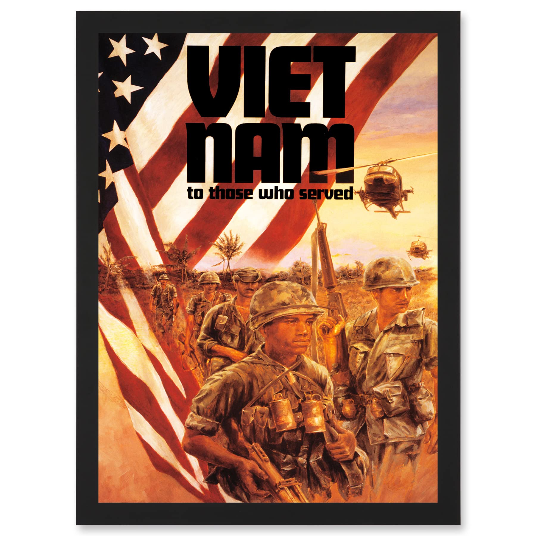 Artery8 Vietnam War Veteran Flag Soldier Gun Military A4 Artwork Framed Wall Art Print