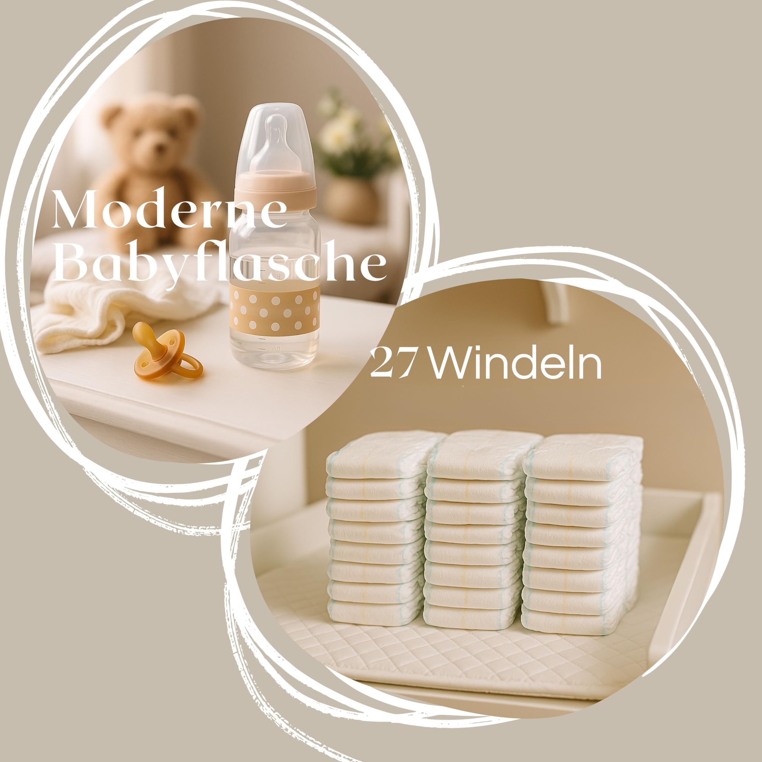 Windeltorte Baby Wald mit Musselintuch, Baby Teeflasche, Spucktuch, Babysocken-Geschenk zur Geburt (Brown)