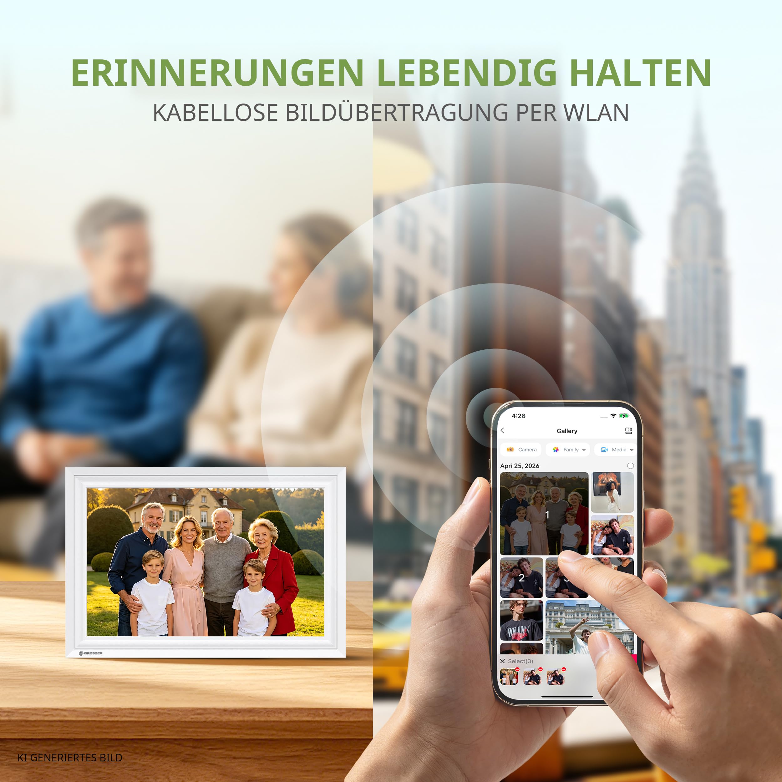 Bresser Digitaler Kalender 10,1 Zoll Touchscreen Familienplaner mit App Bilderrahmen Wetter 7 Tage Weiß