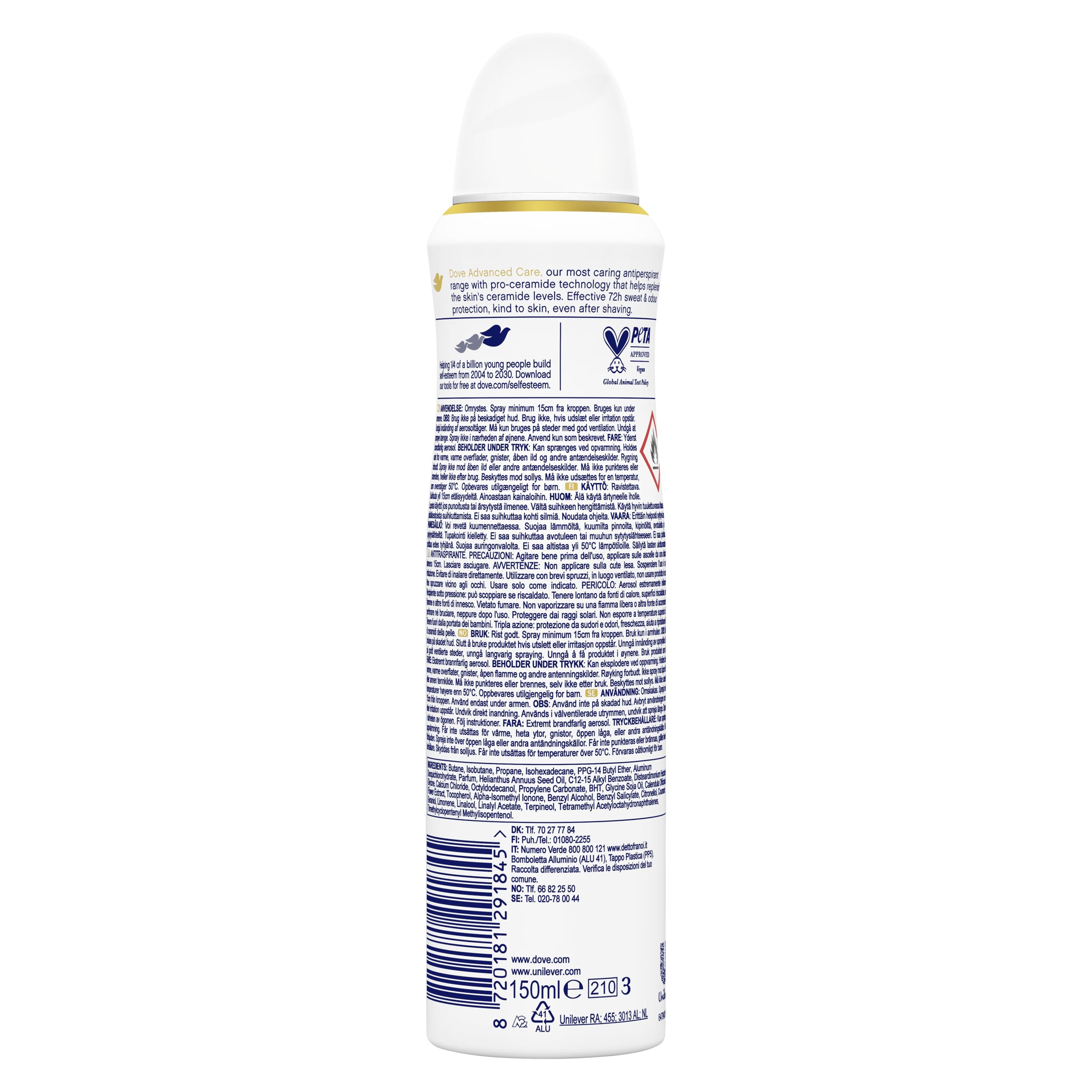 Dove Advanced Care Soft Feel Deospray mit feuchtigkeitsspendender und hautfreundlicher Formel, ohne Alkohol… – Ansicht 2