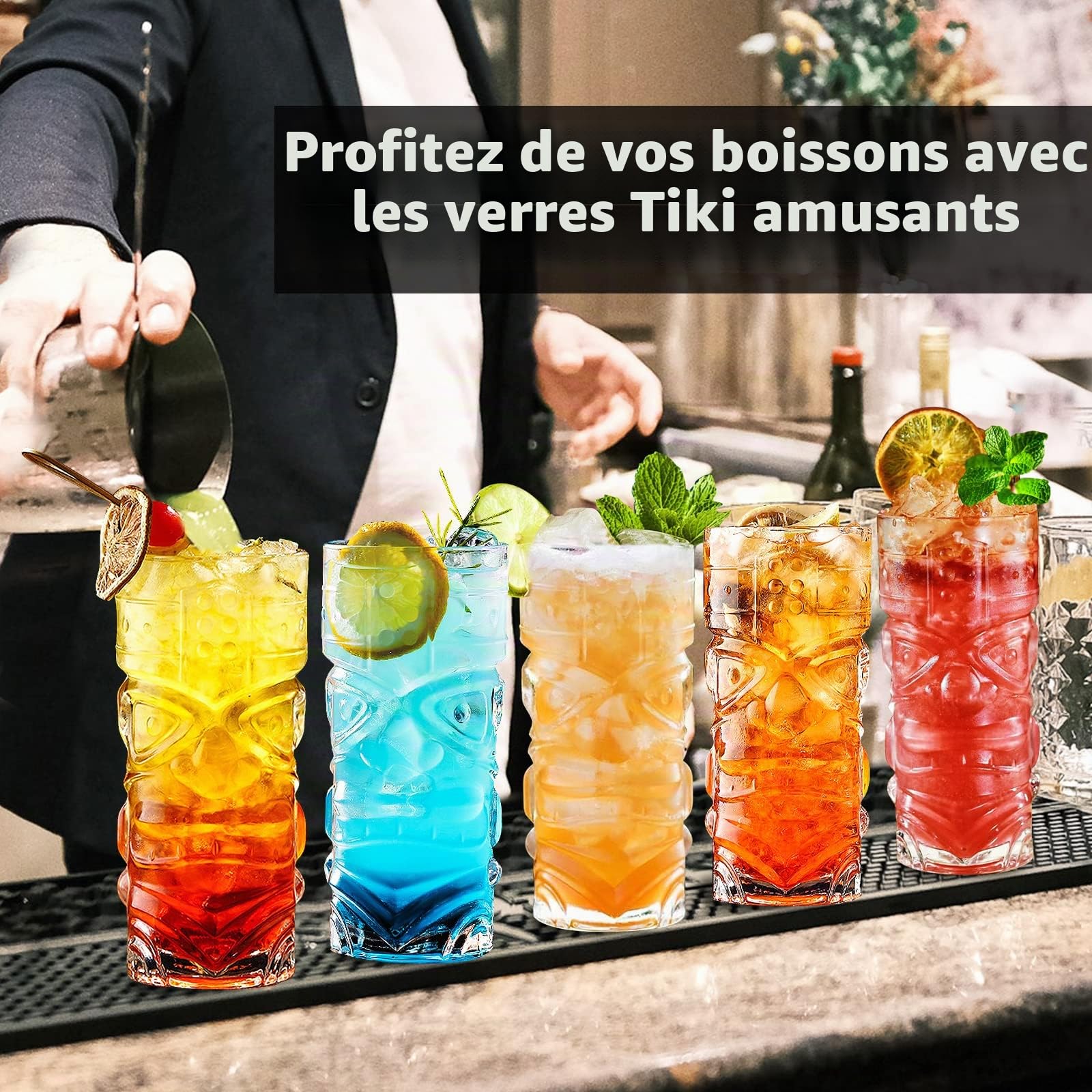 INFTYLE Ensemble de lunettes Tiki transparentes