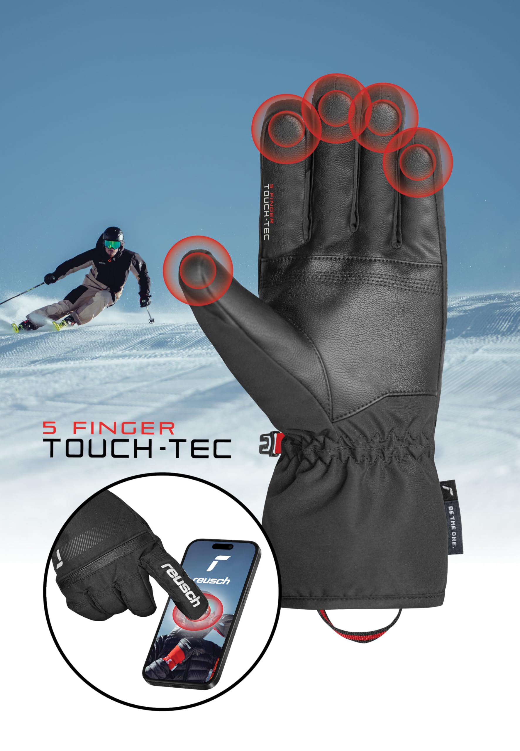 Reusch Junior Glove All Finger Touch guanti invernali caldi, antivento e traspiranti, guanti da sci per bambini, adolescenti, ragazze e ragazzi, compatibili con il touchscreen