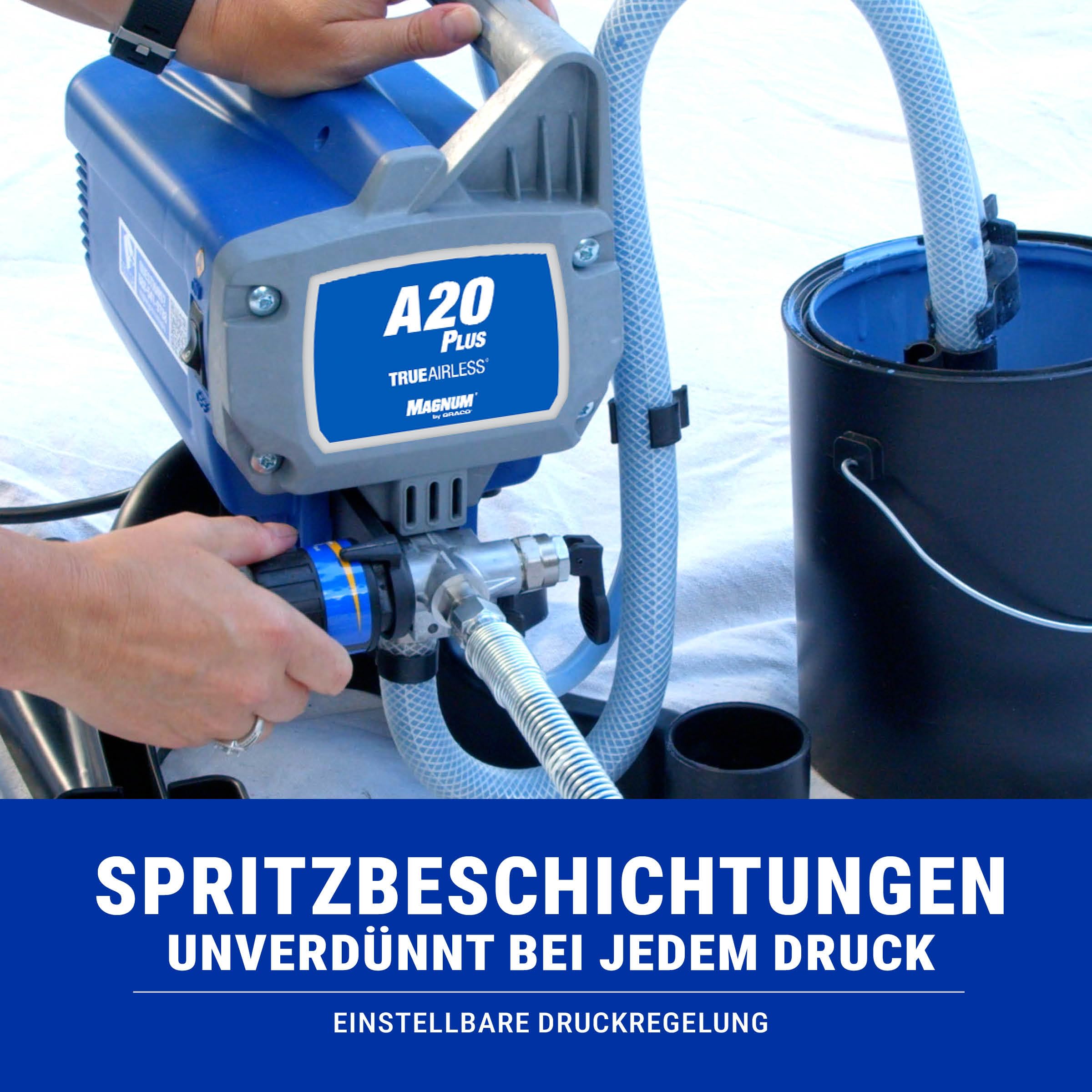 Graco Magnum A20 Plus Airless Farbsprühsystem 17C243 – Profi Farbspritzgerät für Wandfarben, Latexfarben, Lacke & Lasuren – Sprüht direkt aus dem Farbeimer – 207 Bar – Für Innen- & Außenprojekte