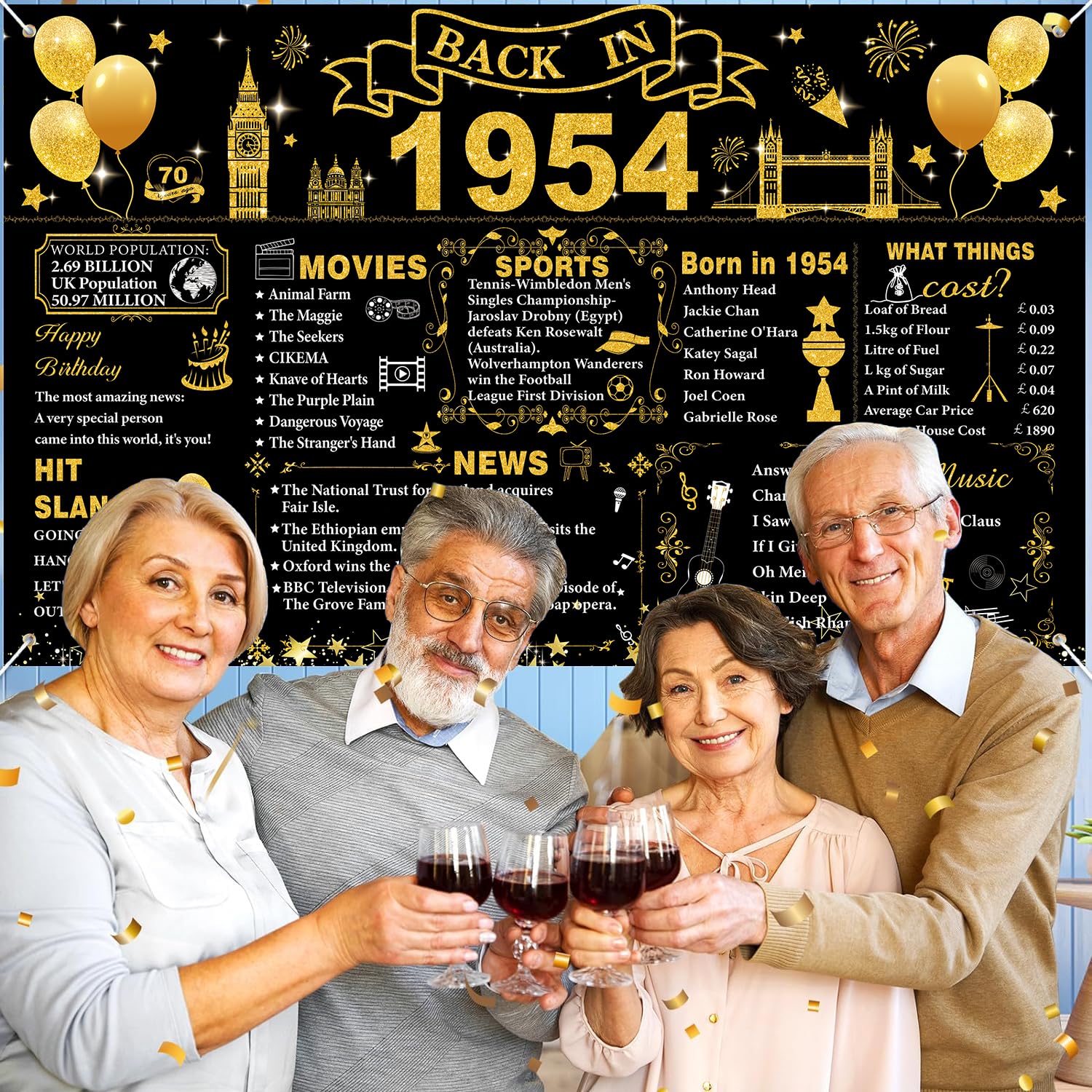 Decorazioni per il 70° compleanno per uomini e donne, striscione da giardino per il 70° compleanno in oro nero e palloncini di buon compleanno per il 70° compleanno. - Italia