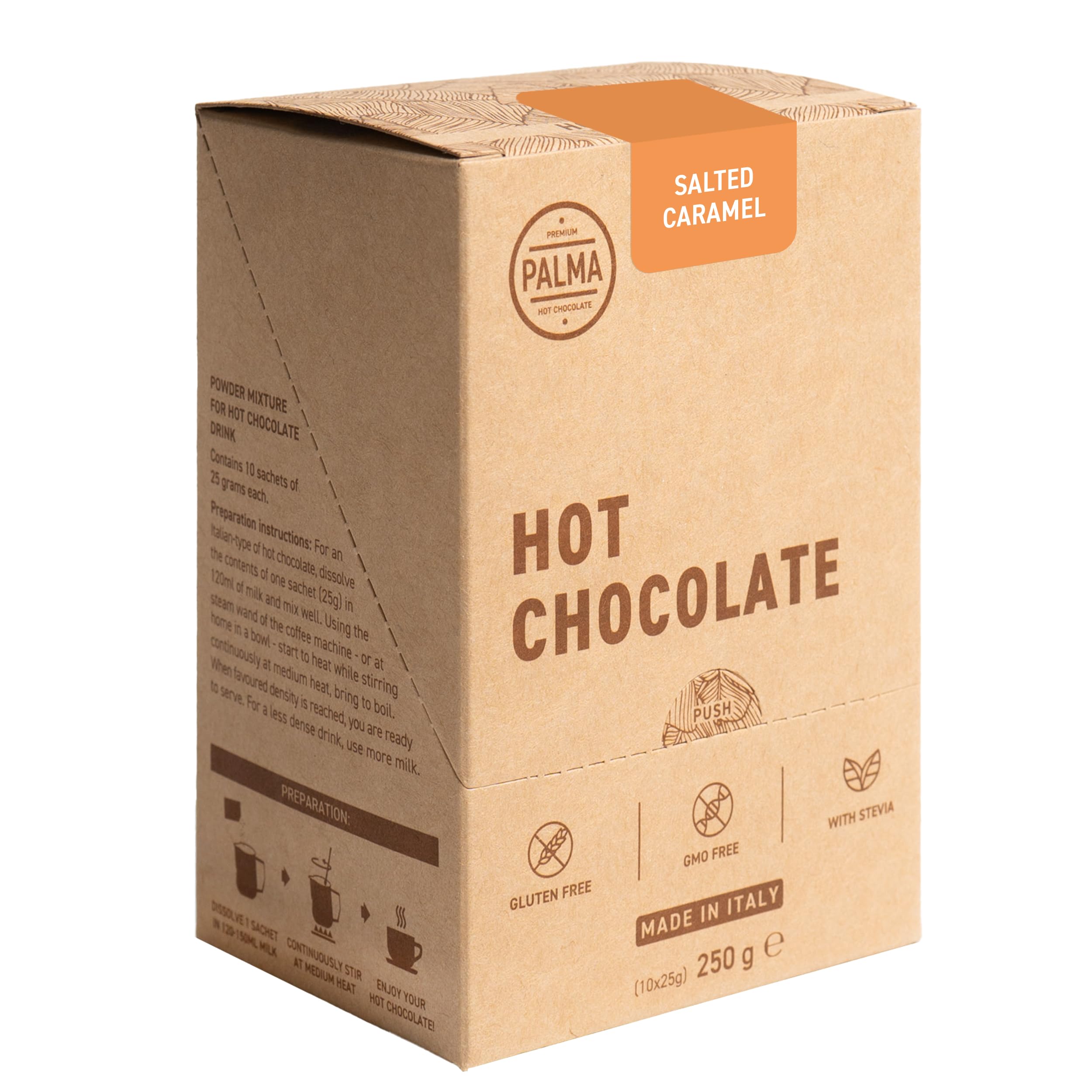 PALMA Italian Hot Chocolate Sachets - Salted Caramel | 250g (10 Servings)