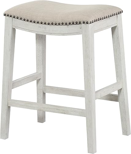 OSP Home Furnishings Metro - Taburete de silla de montar Metro de 24 pulgadas de altura de mostrador con ribete de cabeza de clavo, paquete de 2,