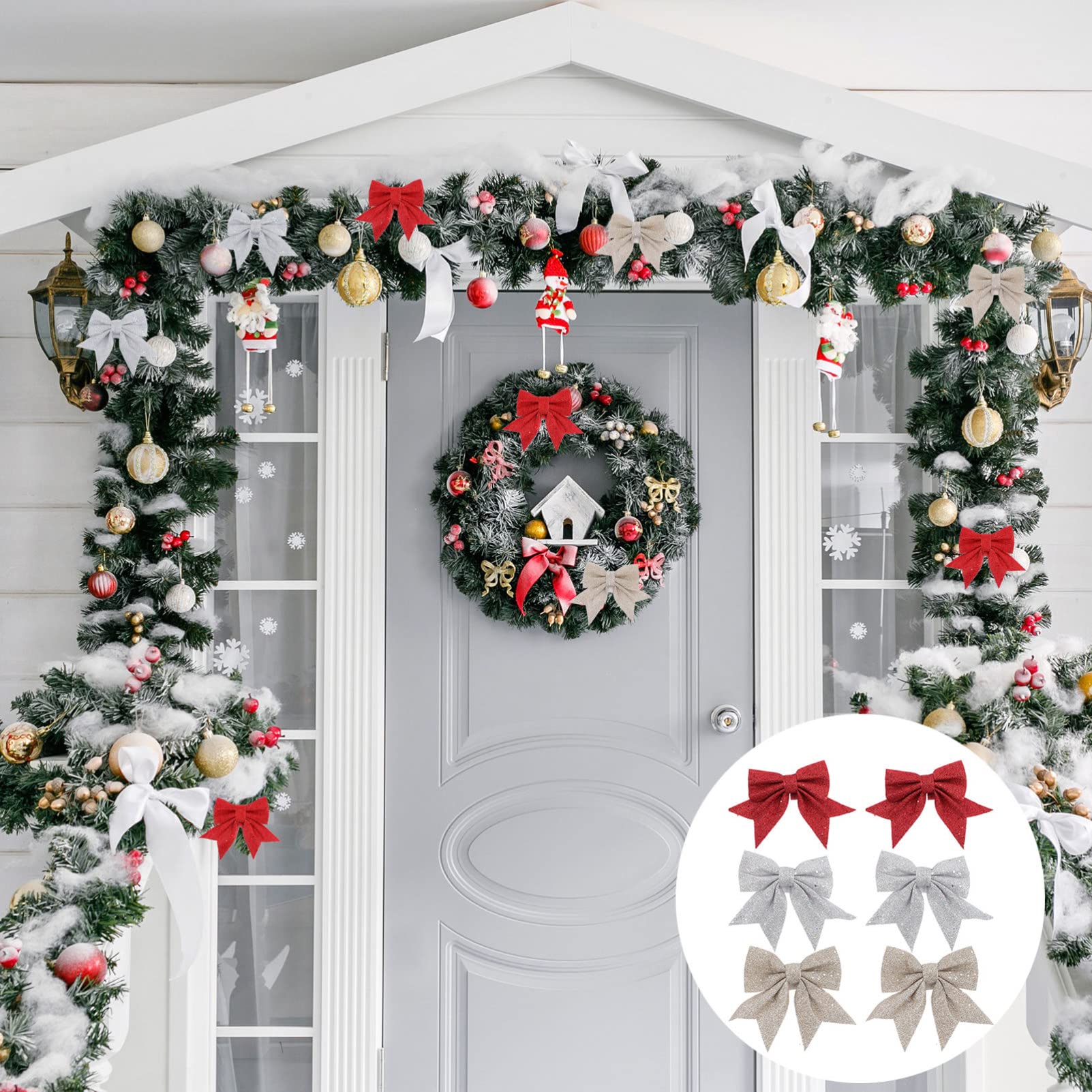 MAGICLULU 4 Set Tirare Fiocco Nastri Fiocco Decorazioni Albero Natale Nastri Fiocco Decorazioni Natalizie Fiocco Fiocco Fiocchi Decorativi Natalizi Regali Natalizi 6 Pezzi * 4