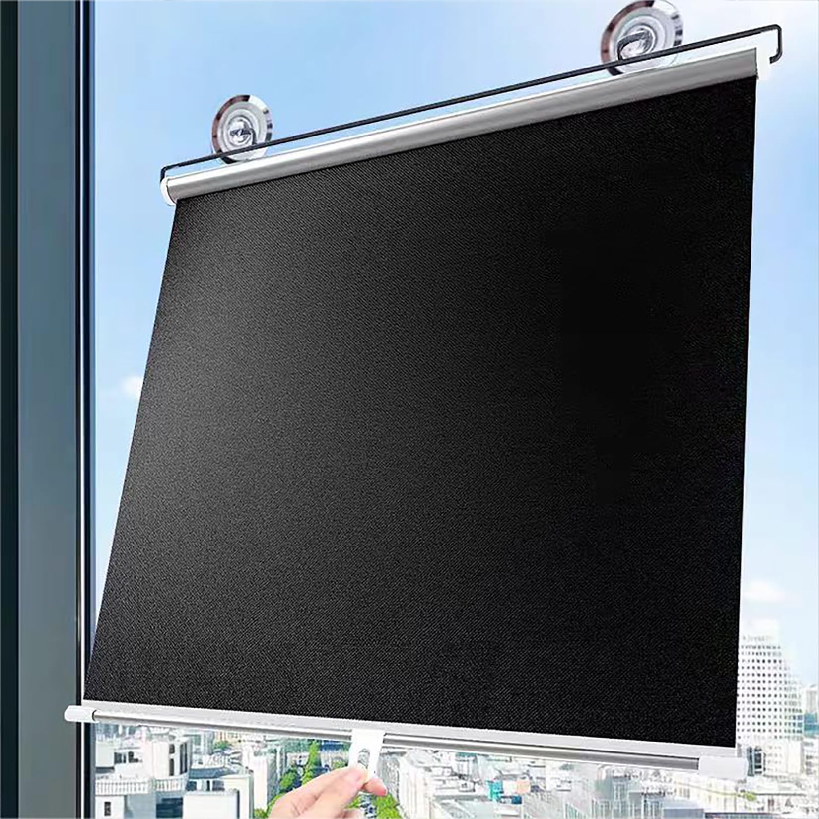 Store enrouleur occultant 80 x 200 cm, isolation thermique sans perçage, rideaux de protection solaire, double face, noir et anthracite, blocage de la lumière ultime pour plus d'intimité et