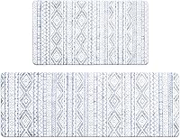 Vista 10 de FRESHMINT Juego de 2 tapetes de cocina antifatiga para piso, impermeables y antideslizantes, estilo bohemio, tapete de cocina acolchado para estar