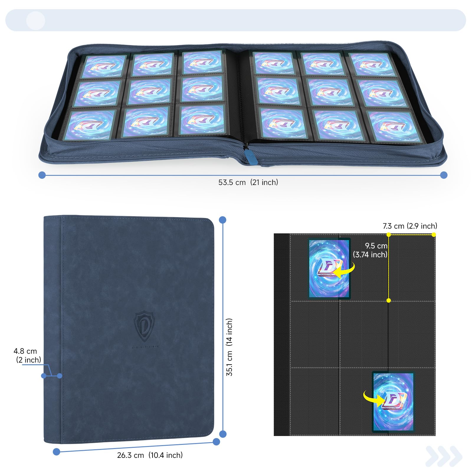 TCGUARD 16 Vakken Verzamelkaarten Album Ritssluiting Binder voor 1000 Kaarten | Kaartenverzamelalbum Map | Veilige Zijdelingse Laadvakken | Compatibel met YuGiOh, MTG, Sportkaarten, Zwart