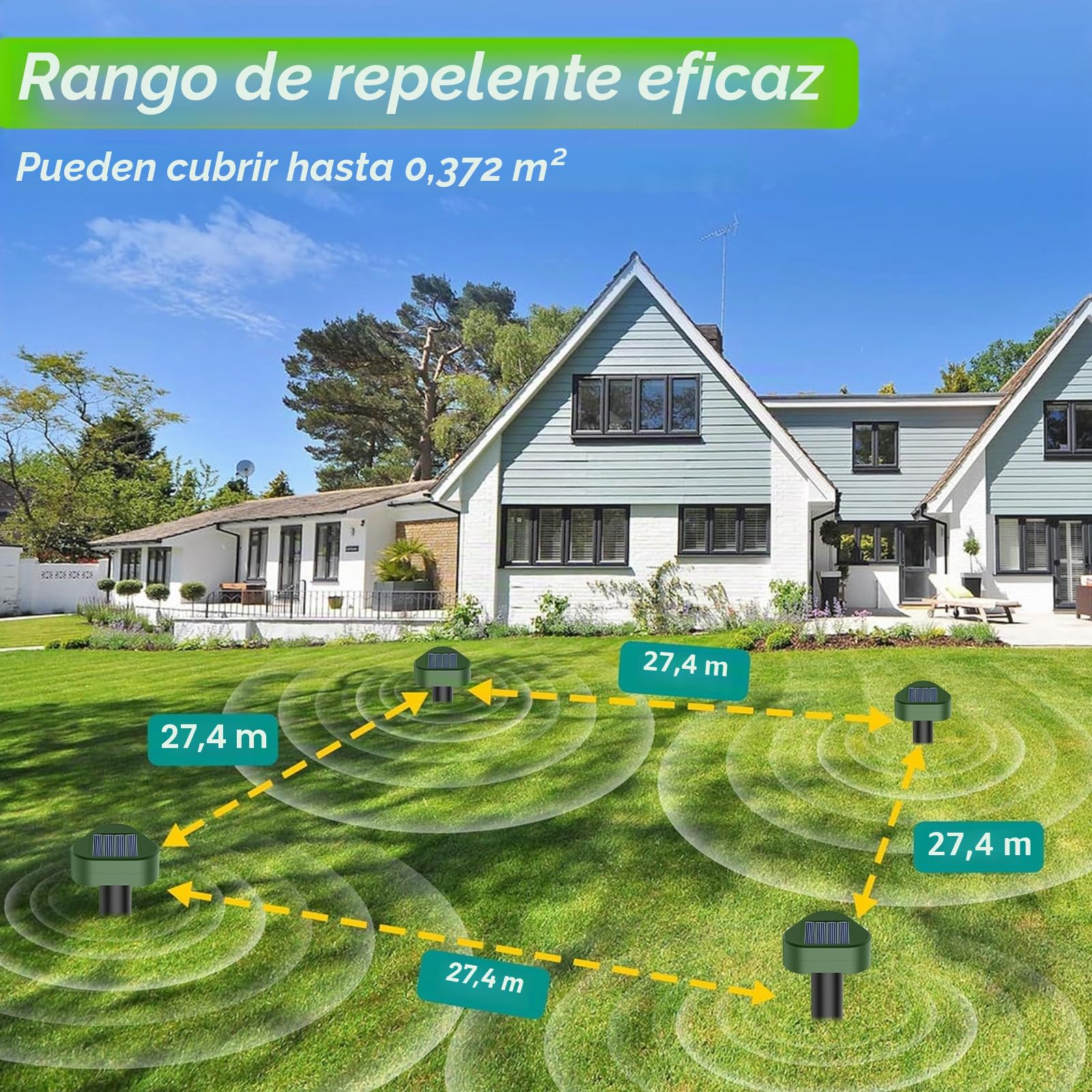 Solar Ultrasónico Ahuyentador de Topos 4 Piezas, Impermeable Repelente para Ratas Ultrasónico Solar Se Utiliza para Repeler Topos, Topillos, Serpientes y Lagartos Protege el Césped y Los Jardines