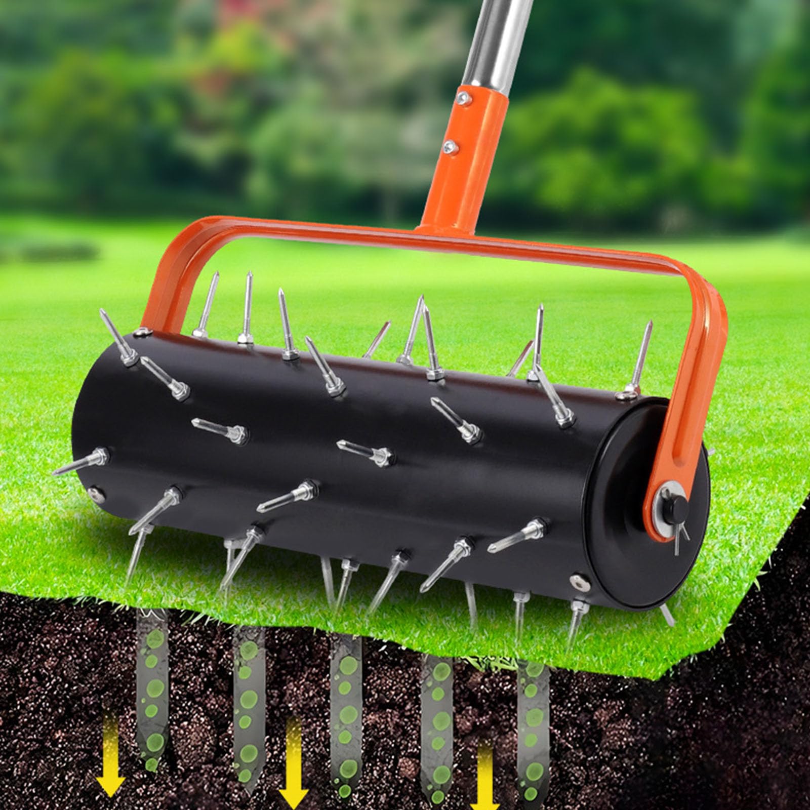Herramienta de césped manual resistente de acero inoxidable con 42 picos para un mantenimiento sencillo del patio, herramienta ergonómica de jardinería