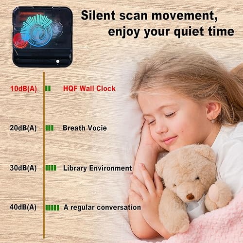 Miniatura 6 de Eruner - Reloj de pared de estilo italiano de 14 pulgadas, elegante reloj de pared de oficina con estilo de cocina, efecto moteado de madera, sala