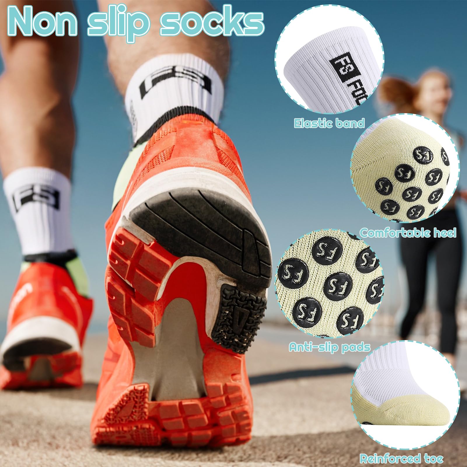 Utensilsto 4 paia di calzini da calcio da uomo e bambino, calzini da calcio 35-39 40-44, antiscivolo, antiscivolo, per calcio, basket, corsa, rugby tennis