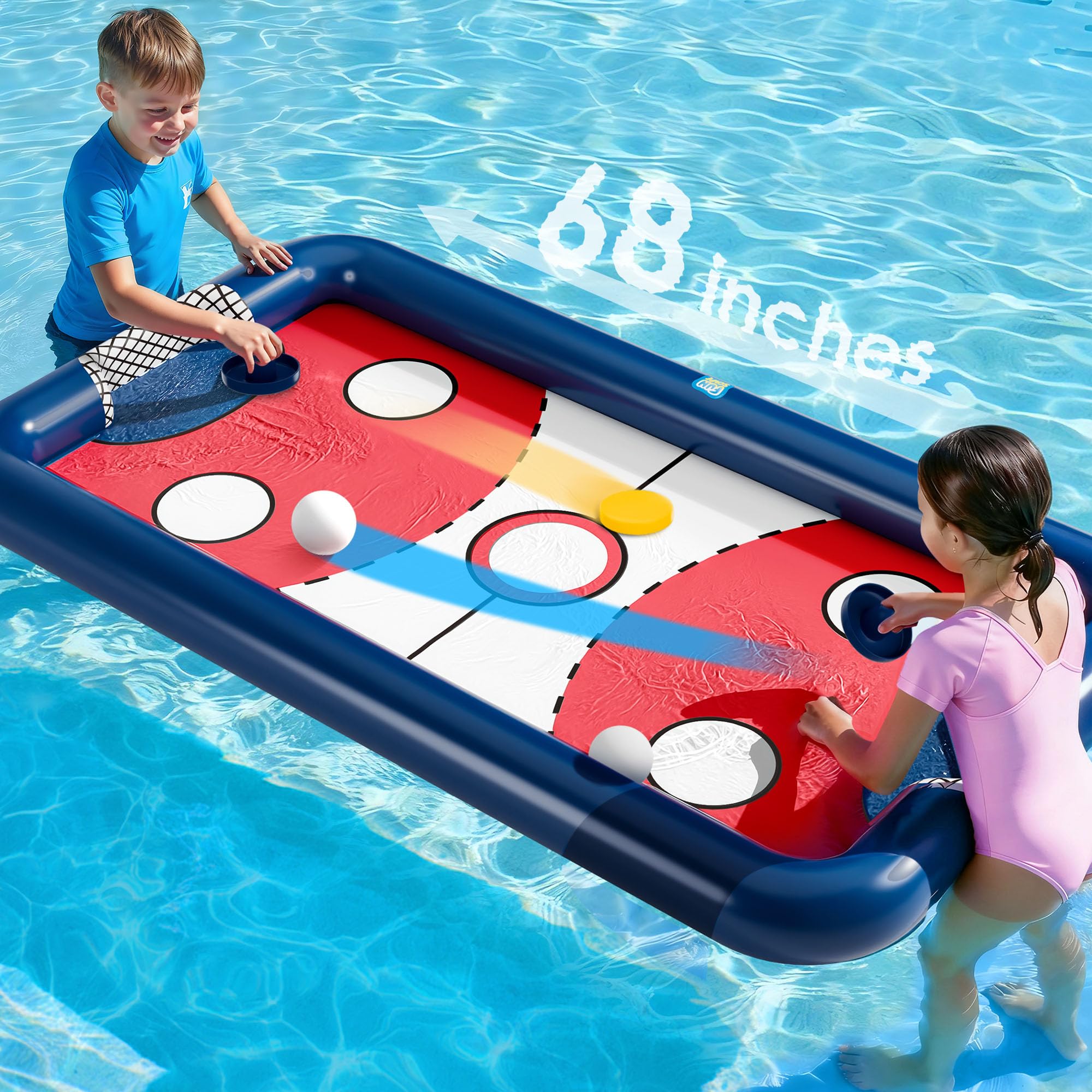 Funscape Kids Hockey Pool Game Toys, Big Inflatable Water Play Floating Toy, Fun Swimming Pool Float, Outdoor Activities Yard Beach Sports, Cool Summer Family Party Gift 5 6 8 10 12 Yr Boys Teen Adult