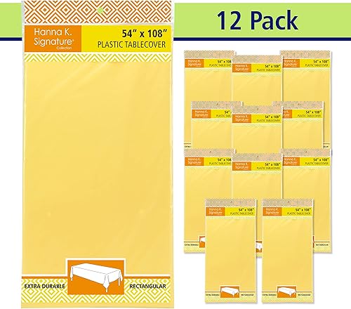 Miniatura 2 de Mantel de plástico desechable amarillo para mesas rectangulares (paquete de 12) mantel decorativo de alta calidad para fiestas, eventos y bodas,