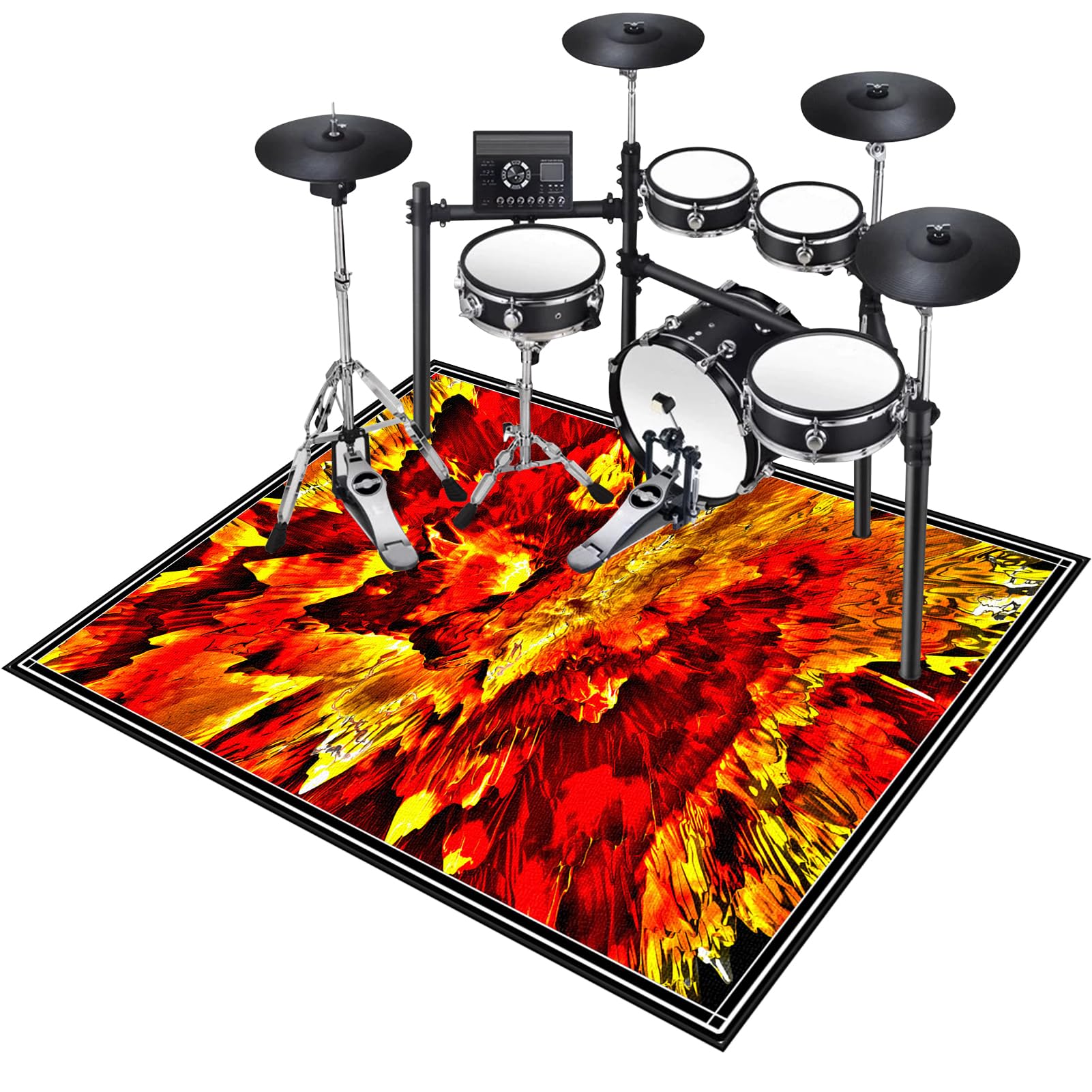 Tapis Batterie Tapis Insonorisé Tapis de Tambour Tapis de Batterie électronique Non Glissants pour Kits De Batterie électronique Grosse Caisse Caisse Claire Et Autres Jeux De Bases 160 x 140 cm