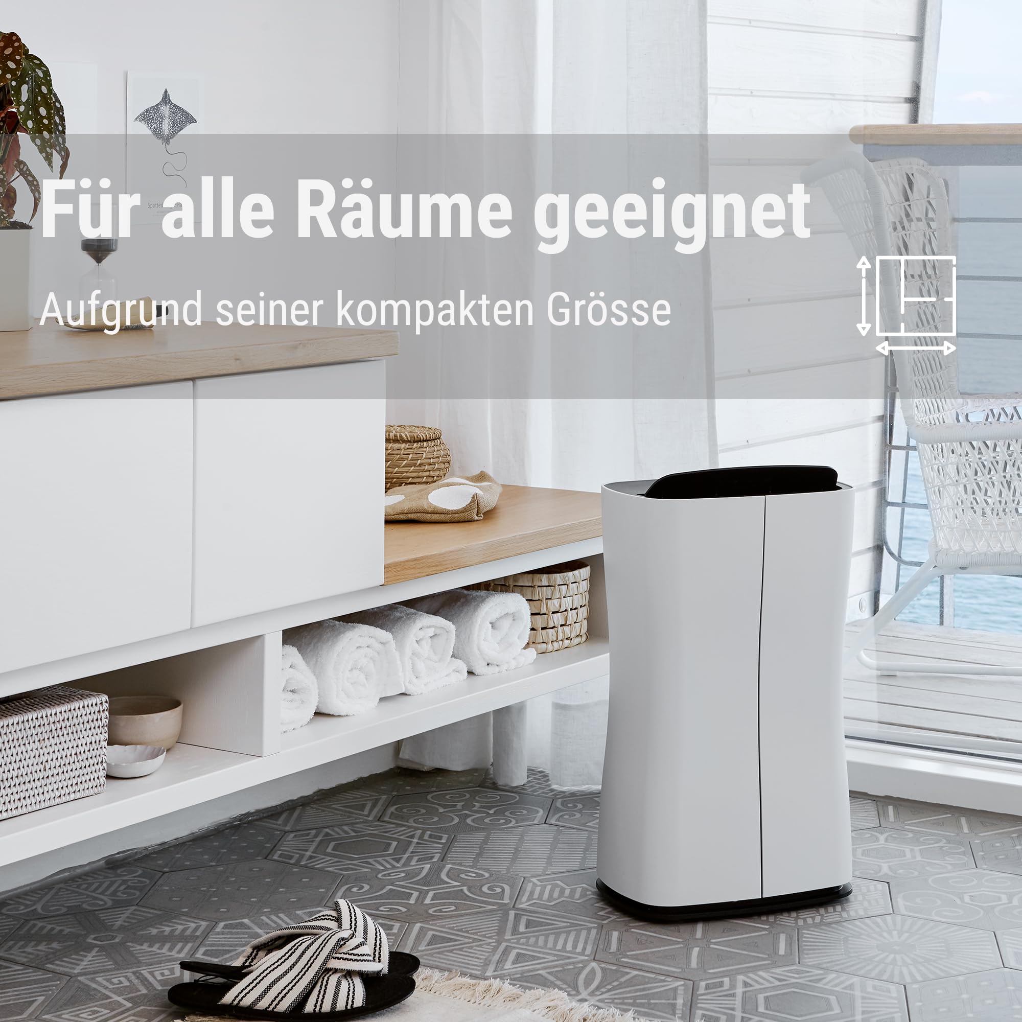 Stadler Form Luftentfeuchter Theo, bis 10 L / 24 h, für Räume bis 40 m² | Elektrisch, 2.1 L Wassertank, Zeitschaltuhr, Hygrostat, Drainage-Schlauch, für Keller, gegen Feuchtigkeit und Schimmel, weiß