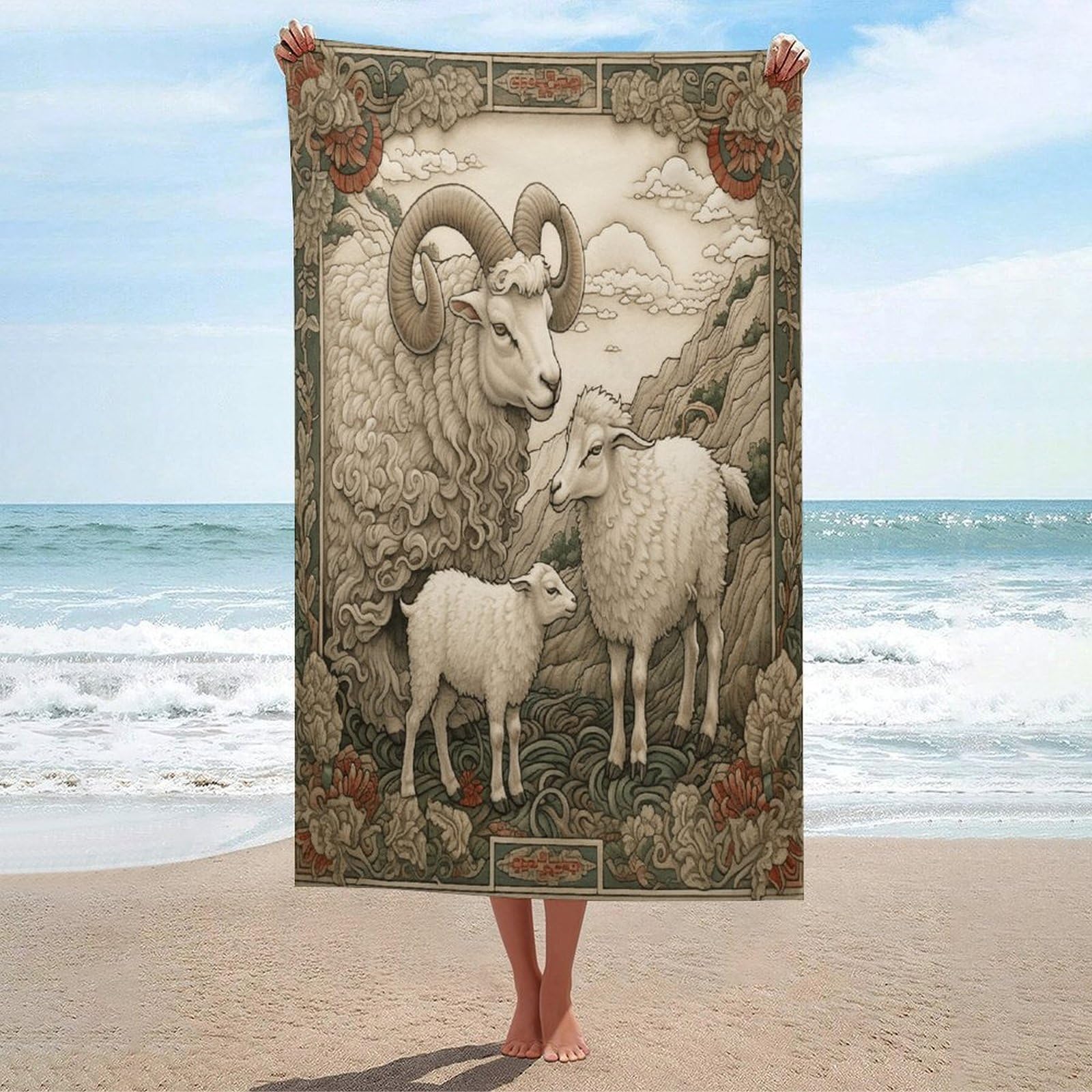 Adfgyerh Unisex Style Sheep Pattern Bath Towels Beach Towel Lightweight Quick Dry, Bath Towel For Travel Sports Pool Swimming Bath Camping Yoga Adults130x80cm