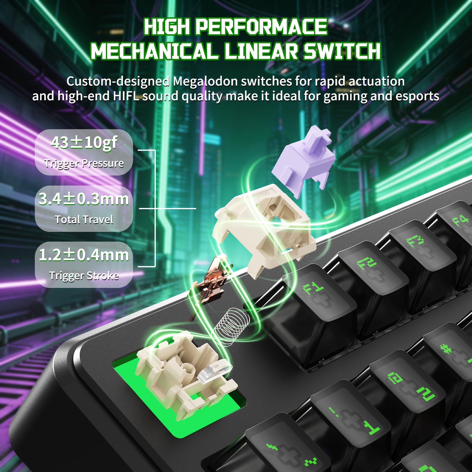ATTACK SHARK X87 ULTRA Teclado Mecánico Inalámbrico Para Juegos Con Pantalla De Matriz De Puntos, BT/2,4 GHz/con cable, 75% Hot-swap, 10000mAh, RGB, Receptor Inalámbrico Shark Fin, PC/Mac, Shadow Jade