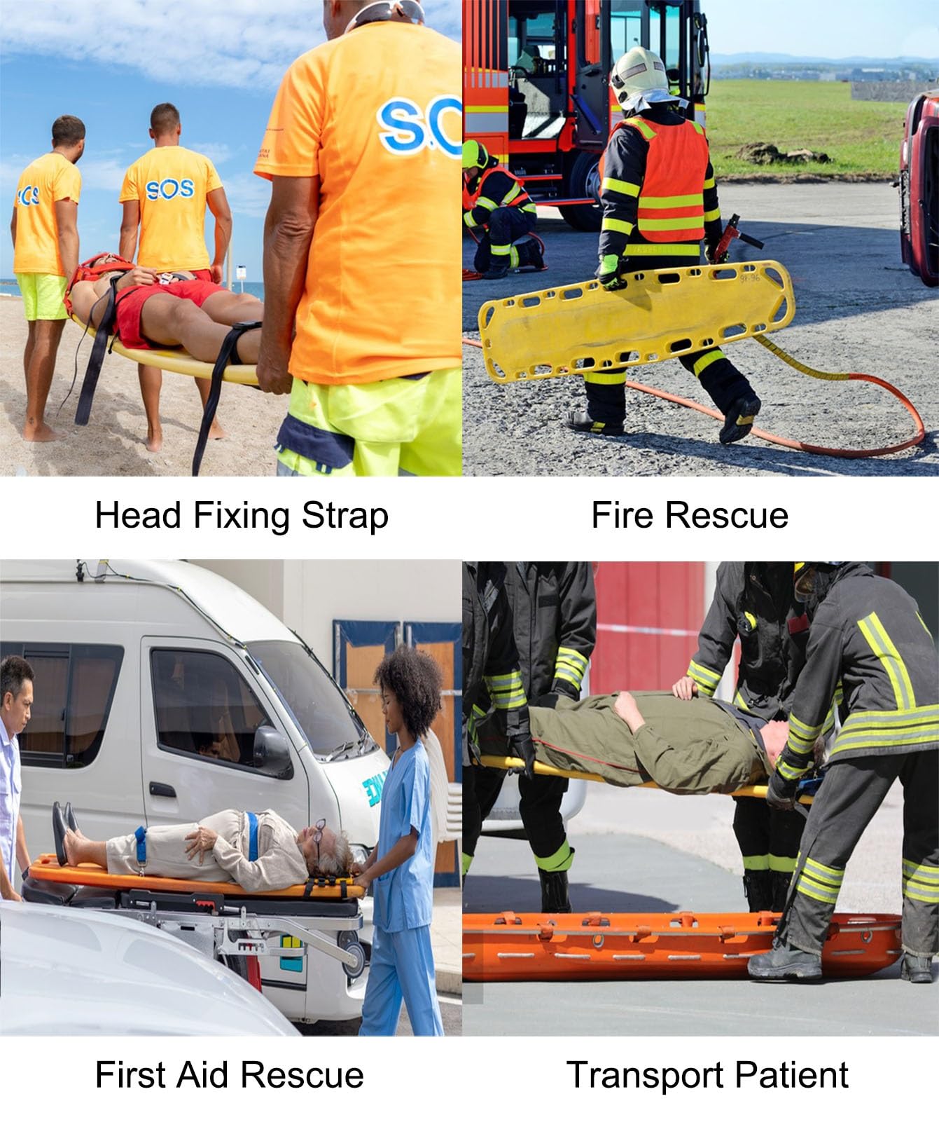 Generico Barella spinale Regolabile e Impermeabile con Cinghie di Sicurezza - Tavola spinale per RCP Rossa Resistente per soccorritori, Attrezzatura di Soccorso d'emergenza, Trasporto pazienti galleg