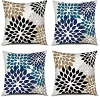 PICKFORU Capas de almofada azul marrom 45,7 x 45,7 cm, conjunto de 4 capas de almofada com estampa geométrica de dália de flores modernas para decoração de casa