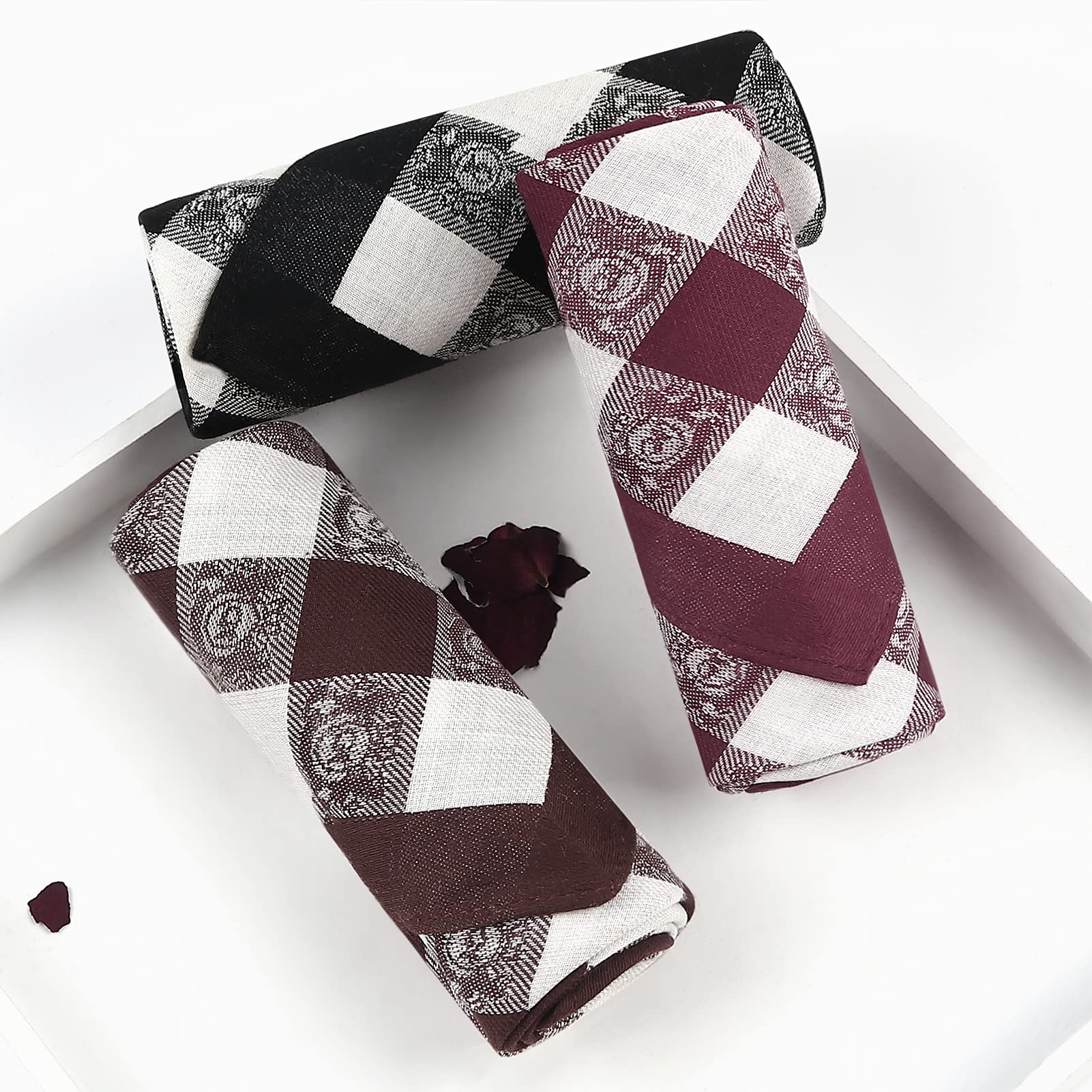 HOULIFE Lot De 6 Mouchoirs Homme Tissu 100% Coton Doux Bleu Rétro 42.5x42.5cm - Élégants Et Réutilisables
