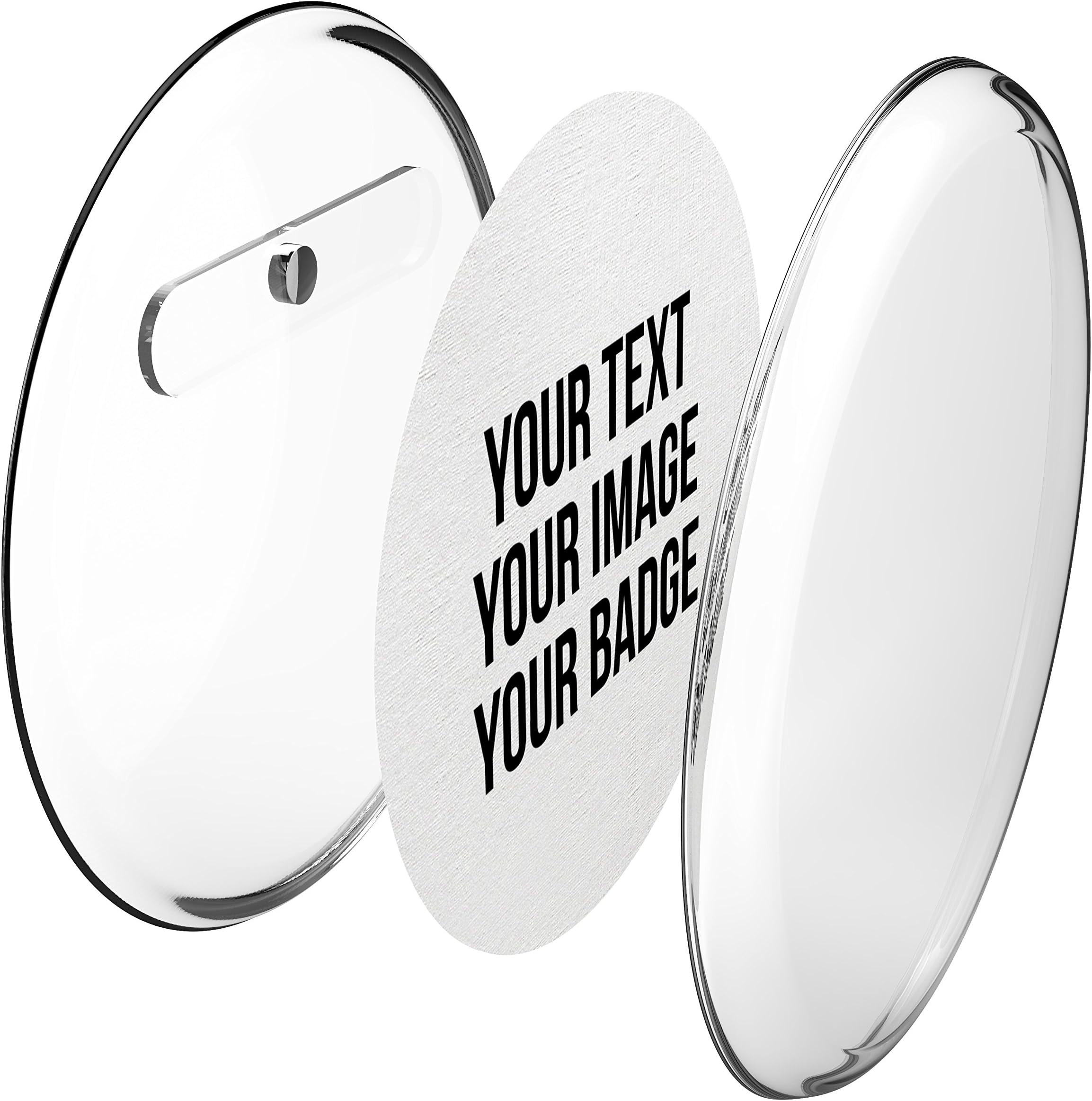 Instant Button Badges Fridge Magnet Kit 56mm (Pack of 50) - Make Your Own Personalised Badges Without a Badge Making Machine - with Printable Blank Inserts on A4 Paper