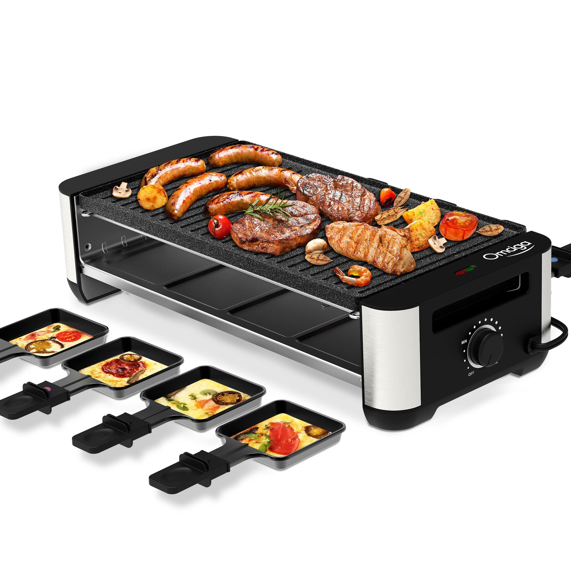 OMAIGA Raclette Table Grill, Korean BBQ Grill Raclette Grill with 8