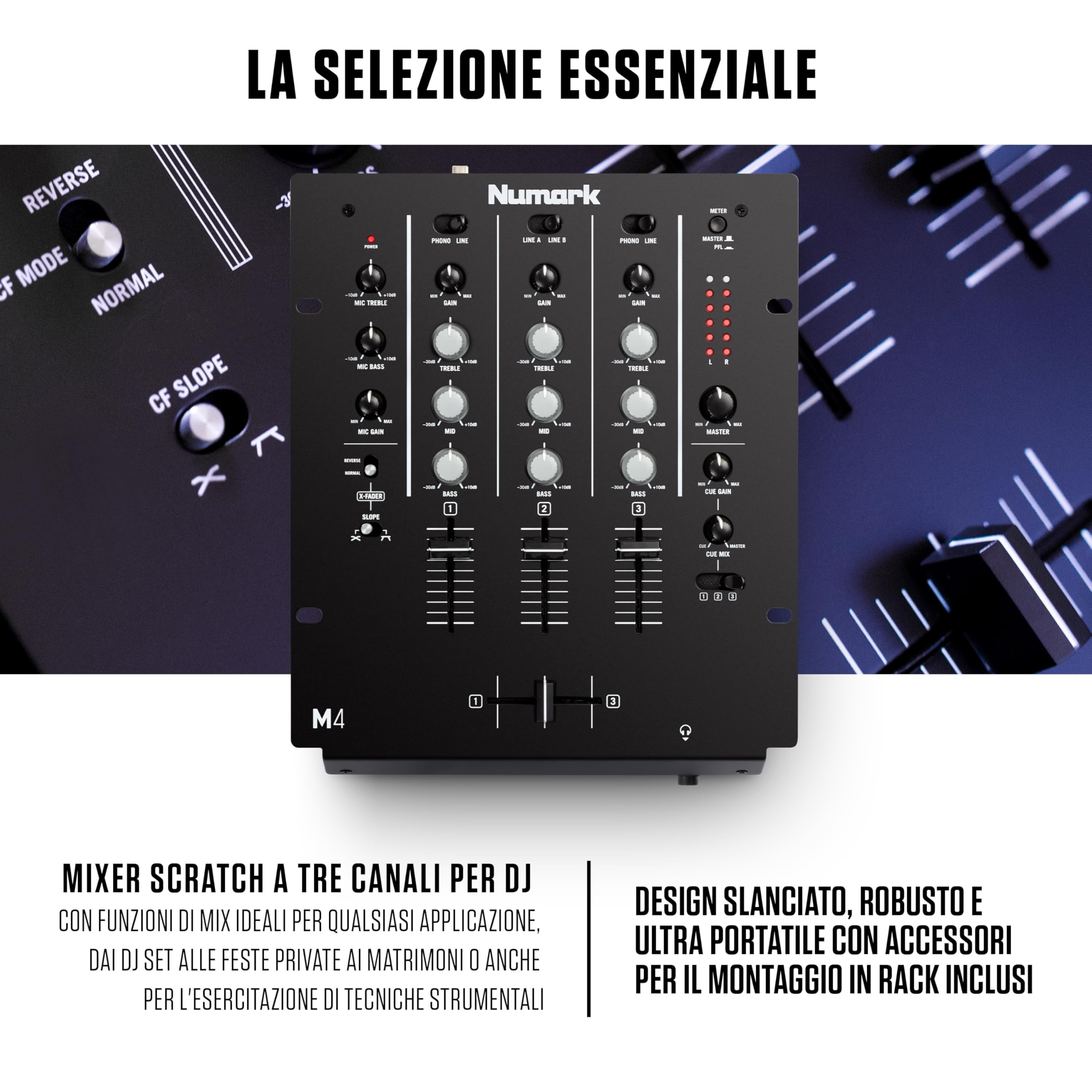Mixer DJ Numark M4 3 Canali Eq Microfono Controlli Avanzati - Dettaglio