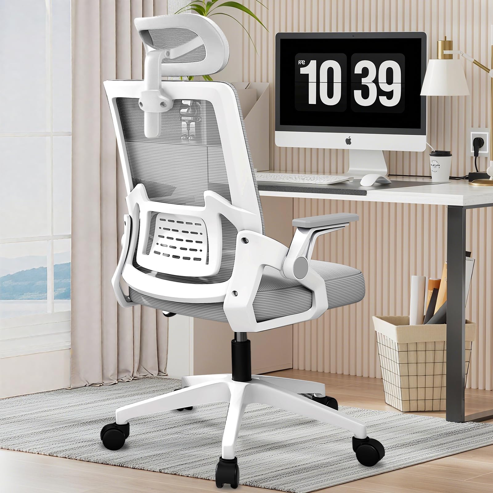 オフィスチェア 椅子 デスクチェア 疲れない人間工学 跳ね上げ式アームレスト Amazon.co.jp: オフィスチェア 椅子 デスクチェア 疲れない人間