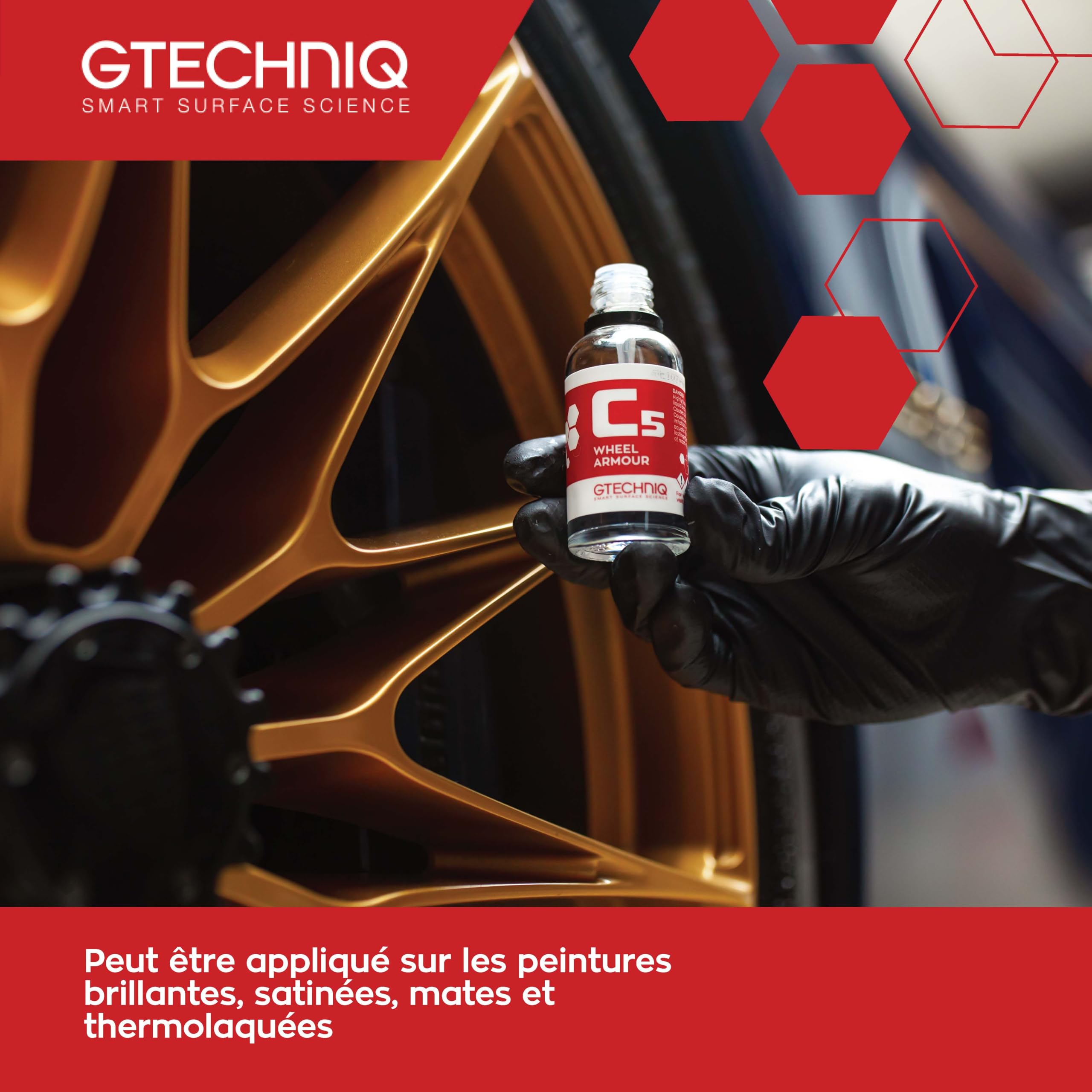 Gtechniq C5 Wheel Armor 30ml - Protection céramique Jantes Hautes Performances, Repousse Les poussières de Freins et la saleté, protège Vos Jantes, Nettoyage facilité - Effet Durable jusqu'à 2 Ans