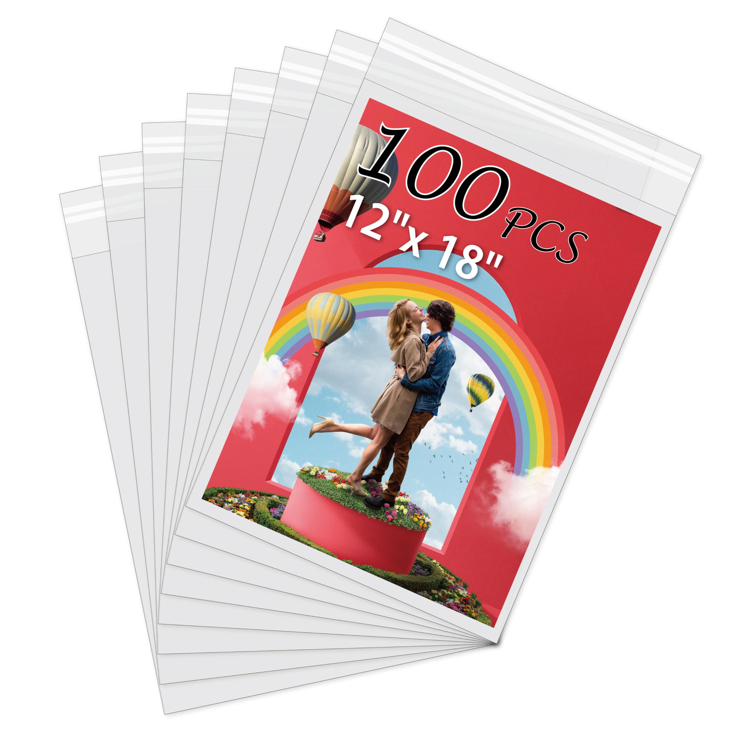 Fundas para fotos sin ácidos, paquete de 100 bolsas de almacenamiento transparentes para impresiones artísticas, imágenes, fotos, marcos de 12 x 18 pulgadas