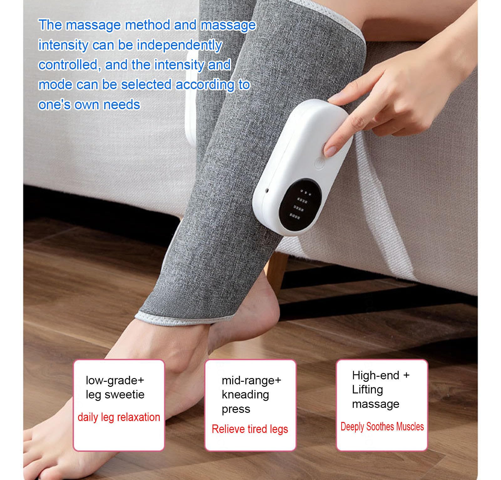 Beinmassagegerät für Durchblutung und Muskelentspannung, Luftdruck-Wadenmassagegerät, LED-Anzeige, Beheiztes Beinkompressionsgerät für Die Muskelregeneration Nach Dem Training,B