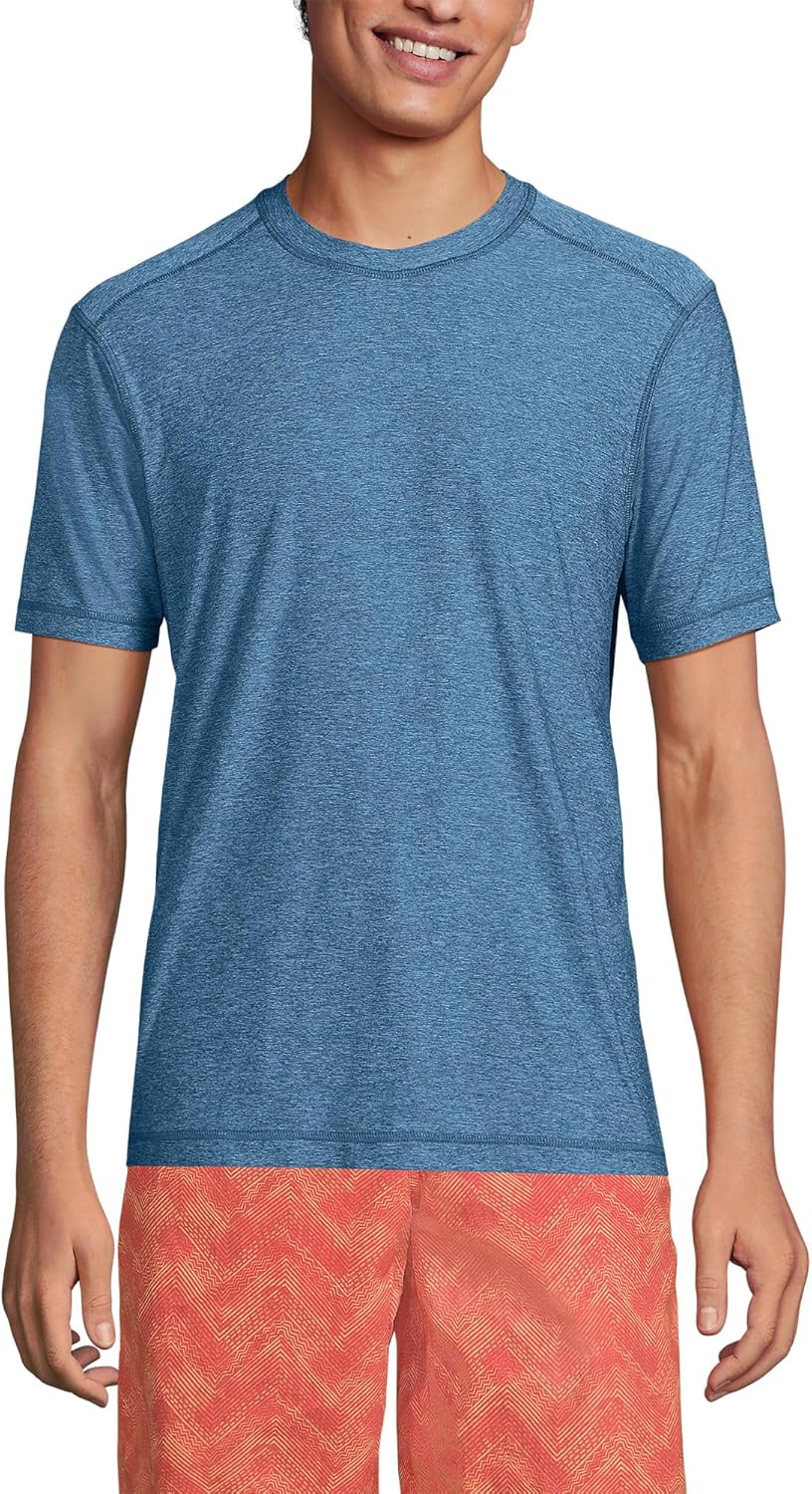Lands' End Men's Short Sleeve Swim Tee Rash Guard