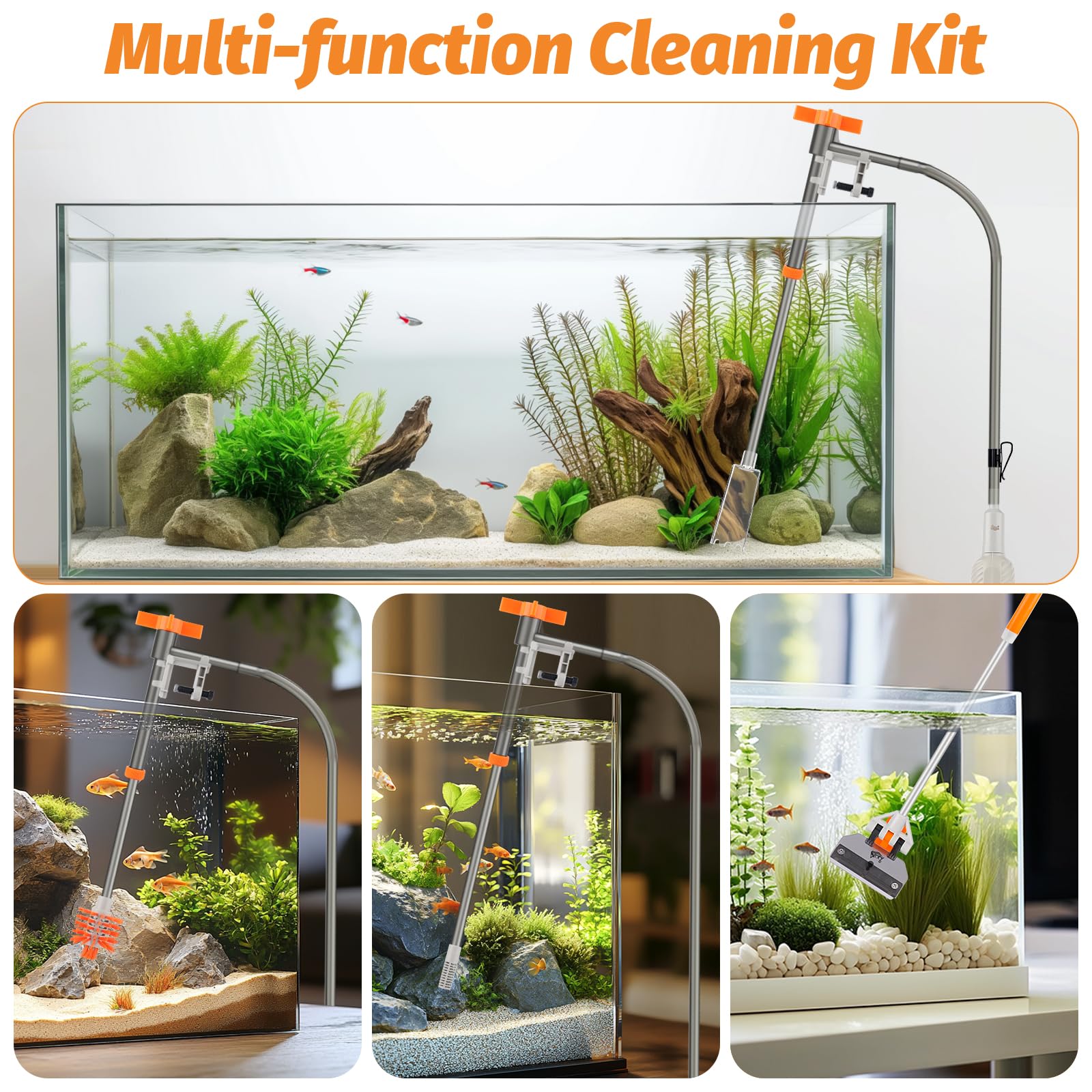 AQQA Siphon nettoyeur de gravier pour aquarium (S)