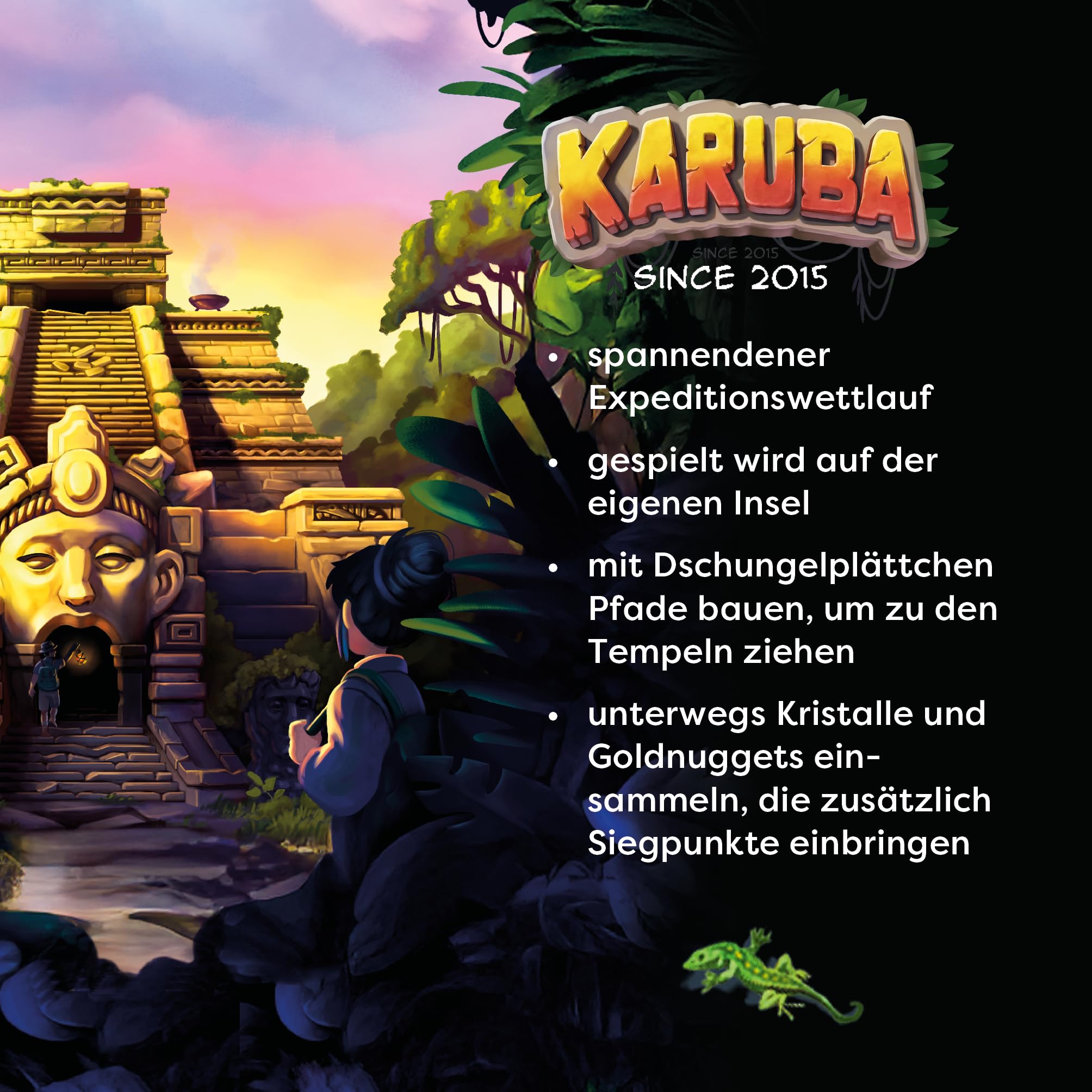 HABA Karuba – Abenteuer-Brettspiel für 2–4 Spieler ab 8 Jahren – Fesselndes Lege- und Strategiespiel im Dschungel mit Tempeln und Schätzen – 2012208001
