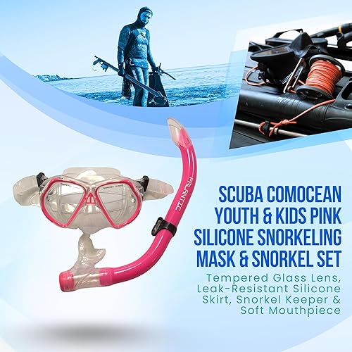 Miniatura 5 de Scuba Choice Comocean Youth Kids Color Rosa Silicona Snorkeling Máscara y snorkel Set