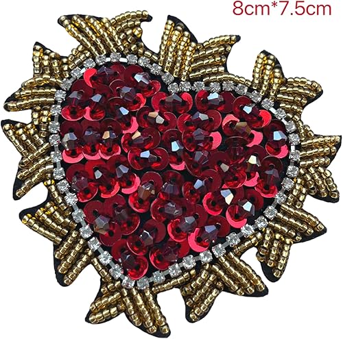 Miniatura 5 de Parche de corazón, apliques de cuentas, apliques de diamantes de imitación para vestidos, bolsos, chaquetas, jeans, apliques para disfraces de