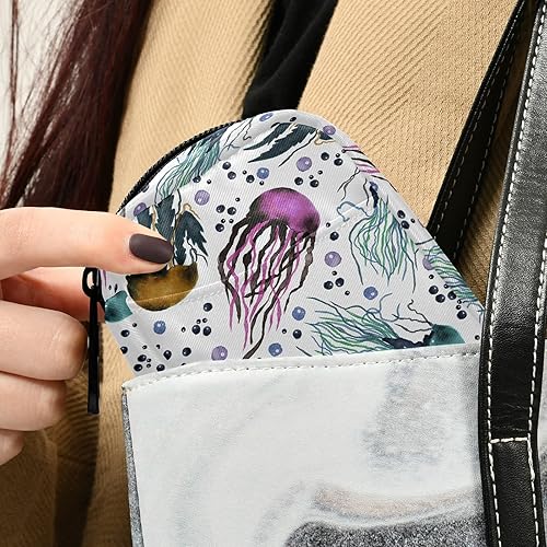 Miniatura 5 de Naanle Pastillero de medusas de acuarela con pastillero de 7 días, bolsa organizadora de pastillas de viaje con cremallera, estuche semanal