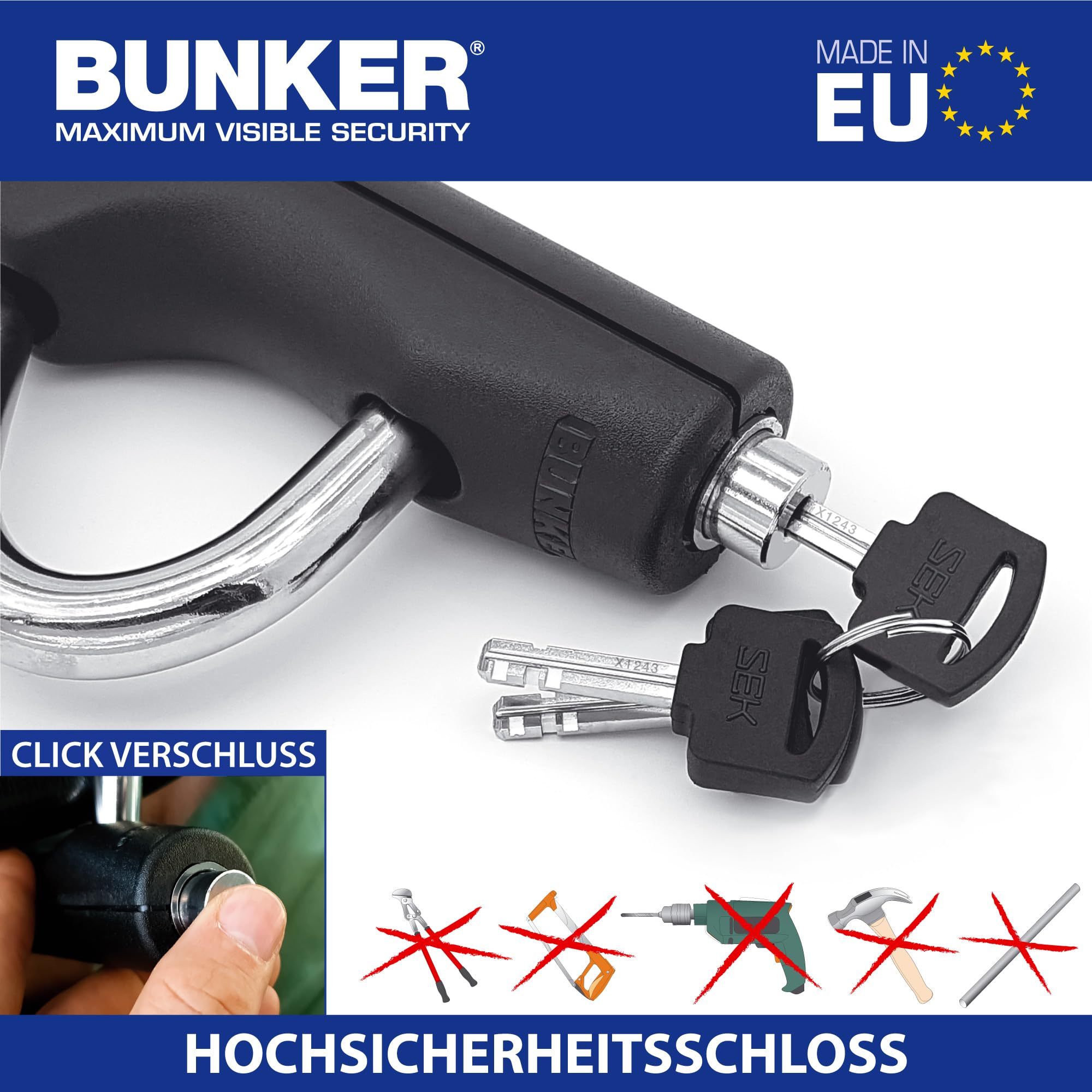 BUNKER BT29B Lenkradschloss Diebstahlsicherung Teleskop Lenkrad Pedal, Universal SUV