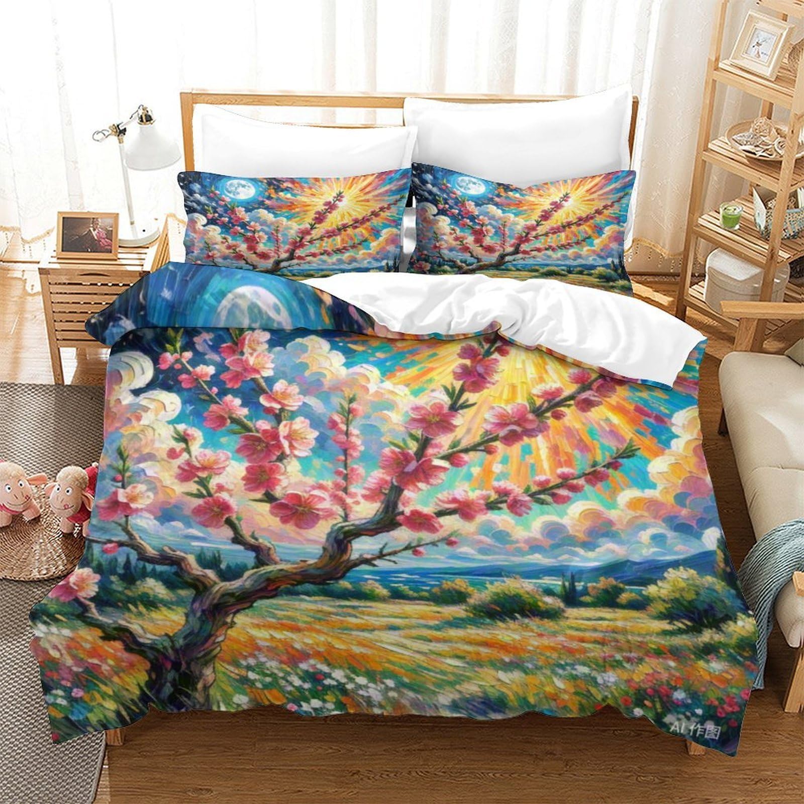 Parure de lit 3D motif Prune Prickly avec housse couette 260x220 en microfibre premium
